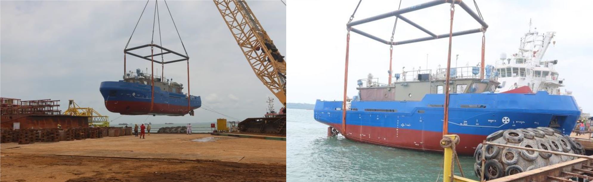東部漁業生物研究中心新試驗船以吊掛方式順利完成下水