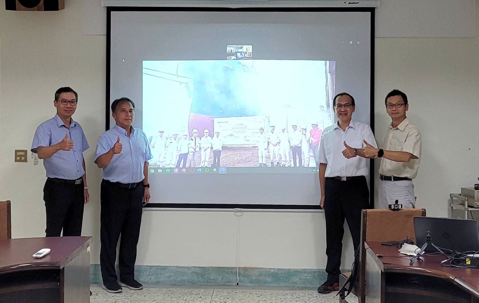 1,500噸級新漁業試驗船下水典禮，我方代表以連線方式參與