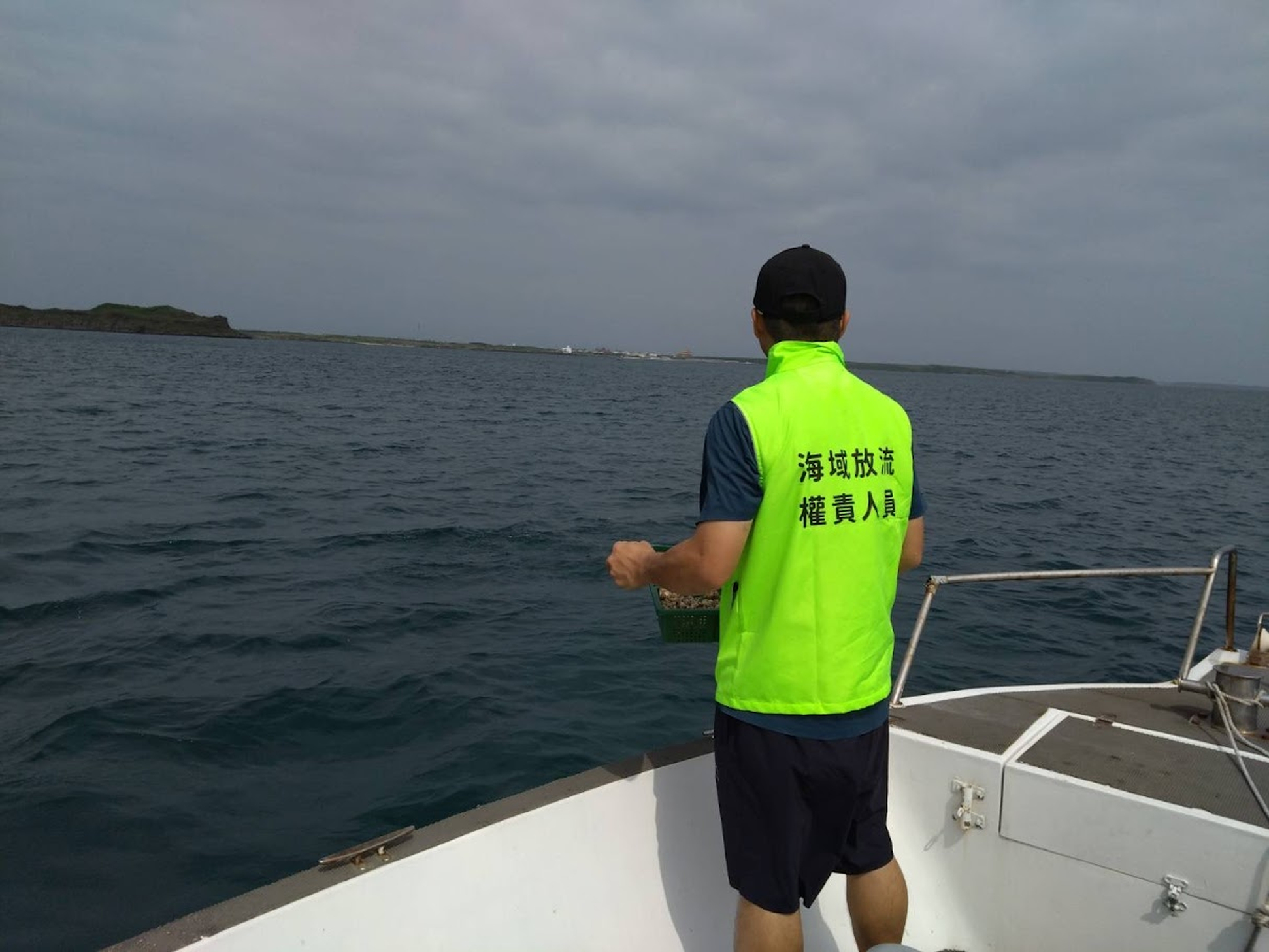 本所人員於澎湖海域將人工繁殖培育之象牙鳳螺種苗放流至適當棲地，以補充野外族群資源量。