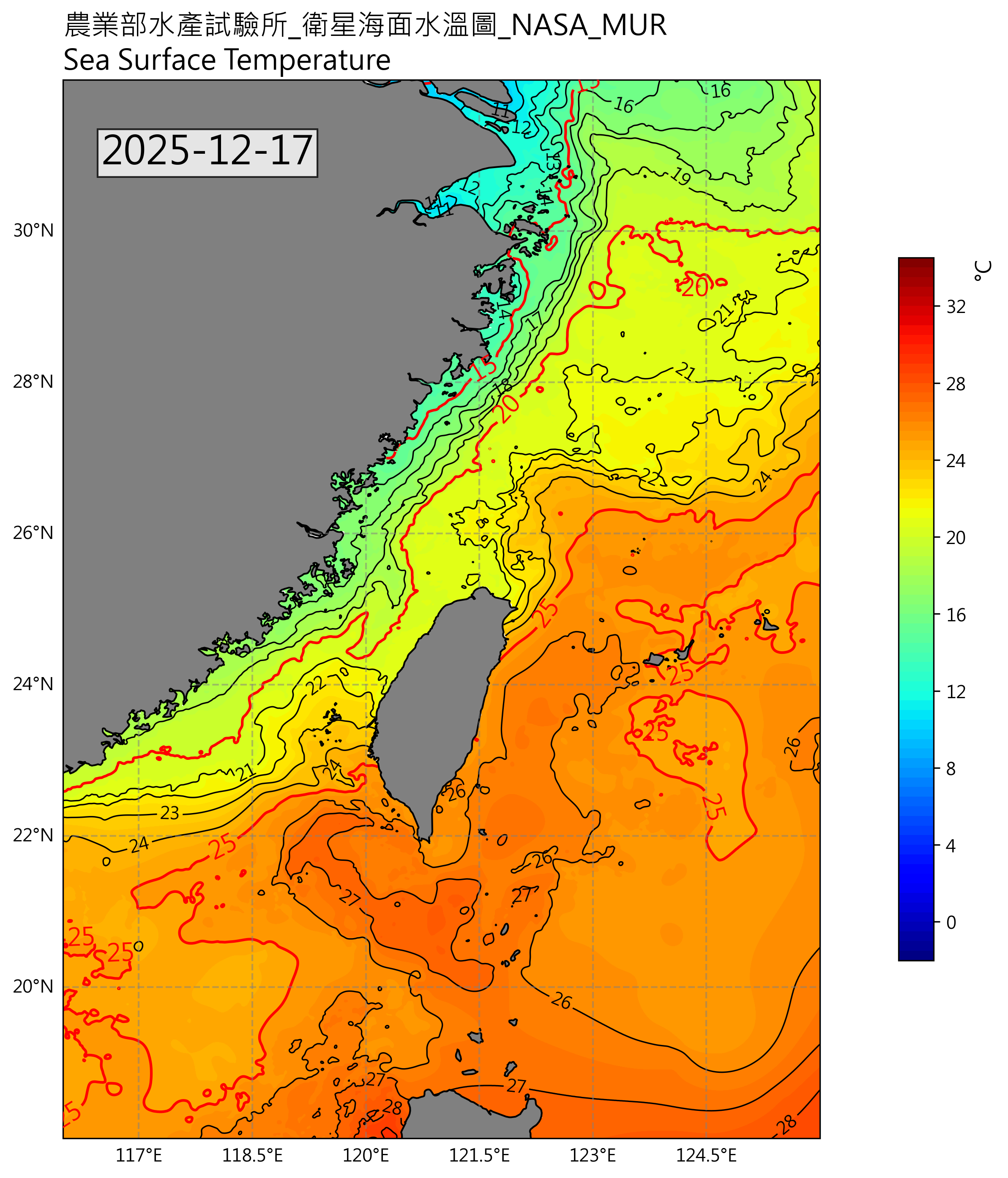 衛星海溫圖(美國)2025-12-17
