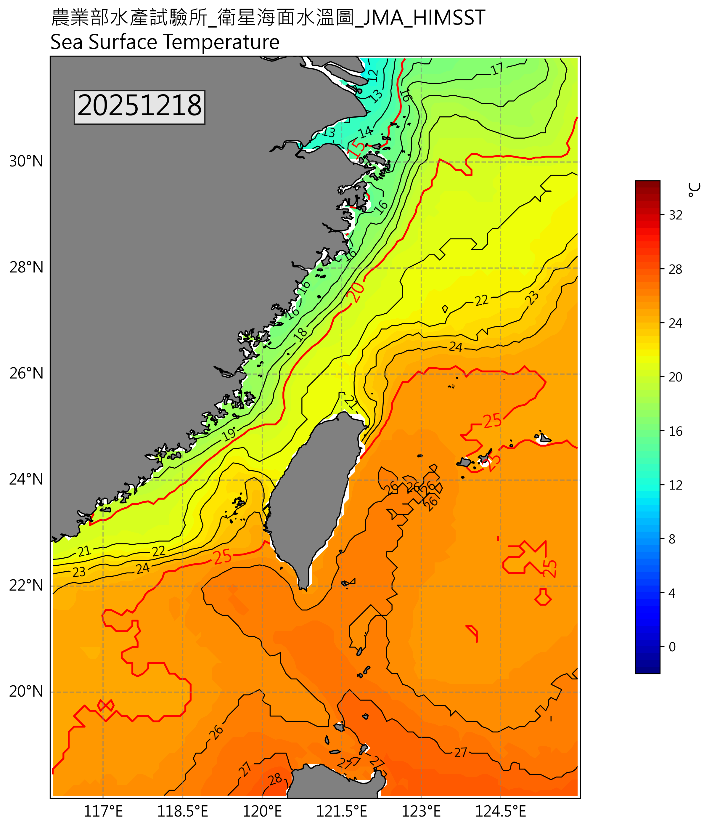 衛星海溫圖(日本)2025-12-18