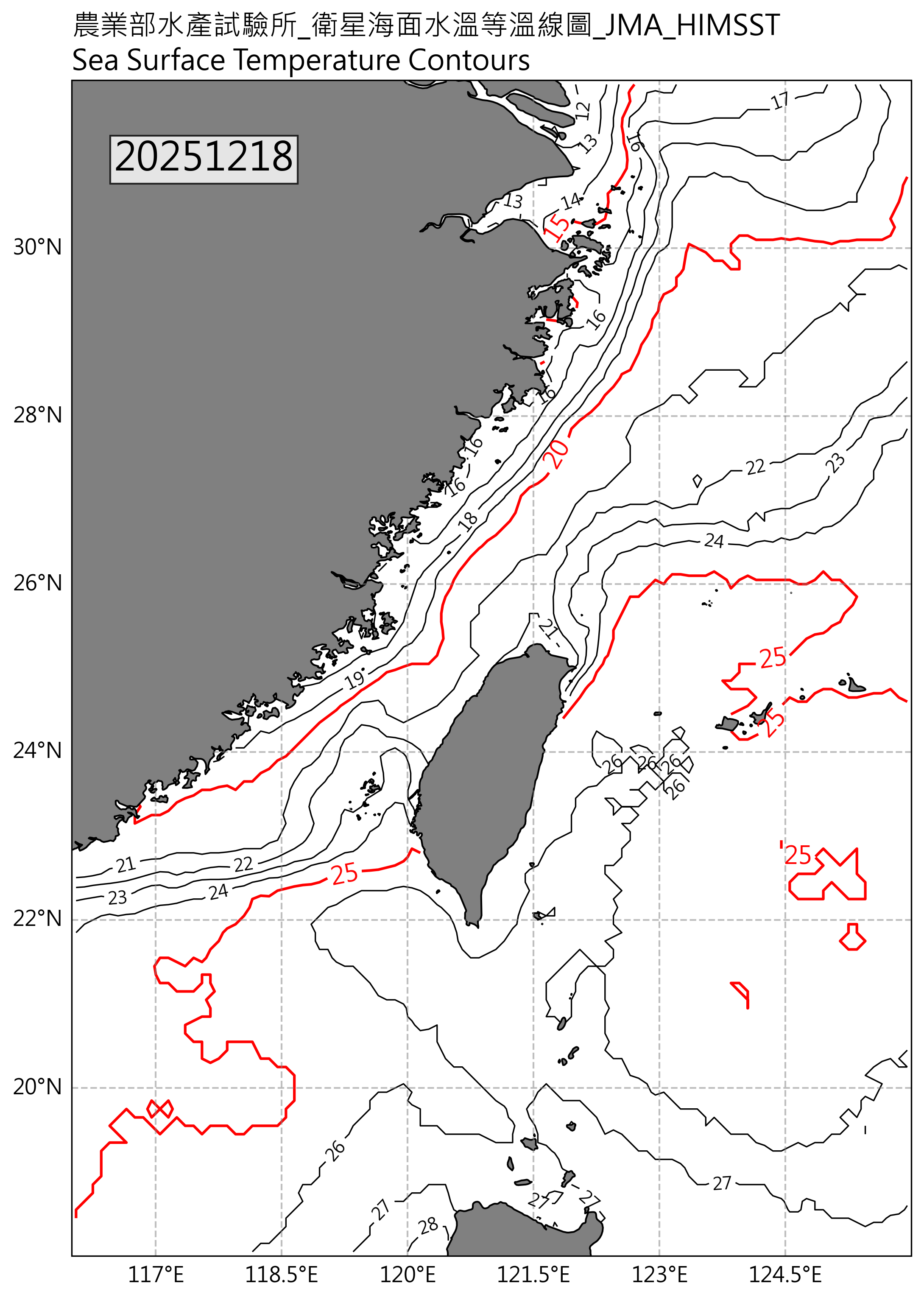 衛星等溫線圖(日本)2025-12-18