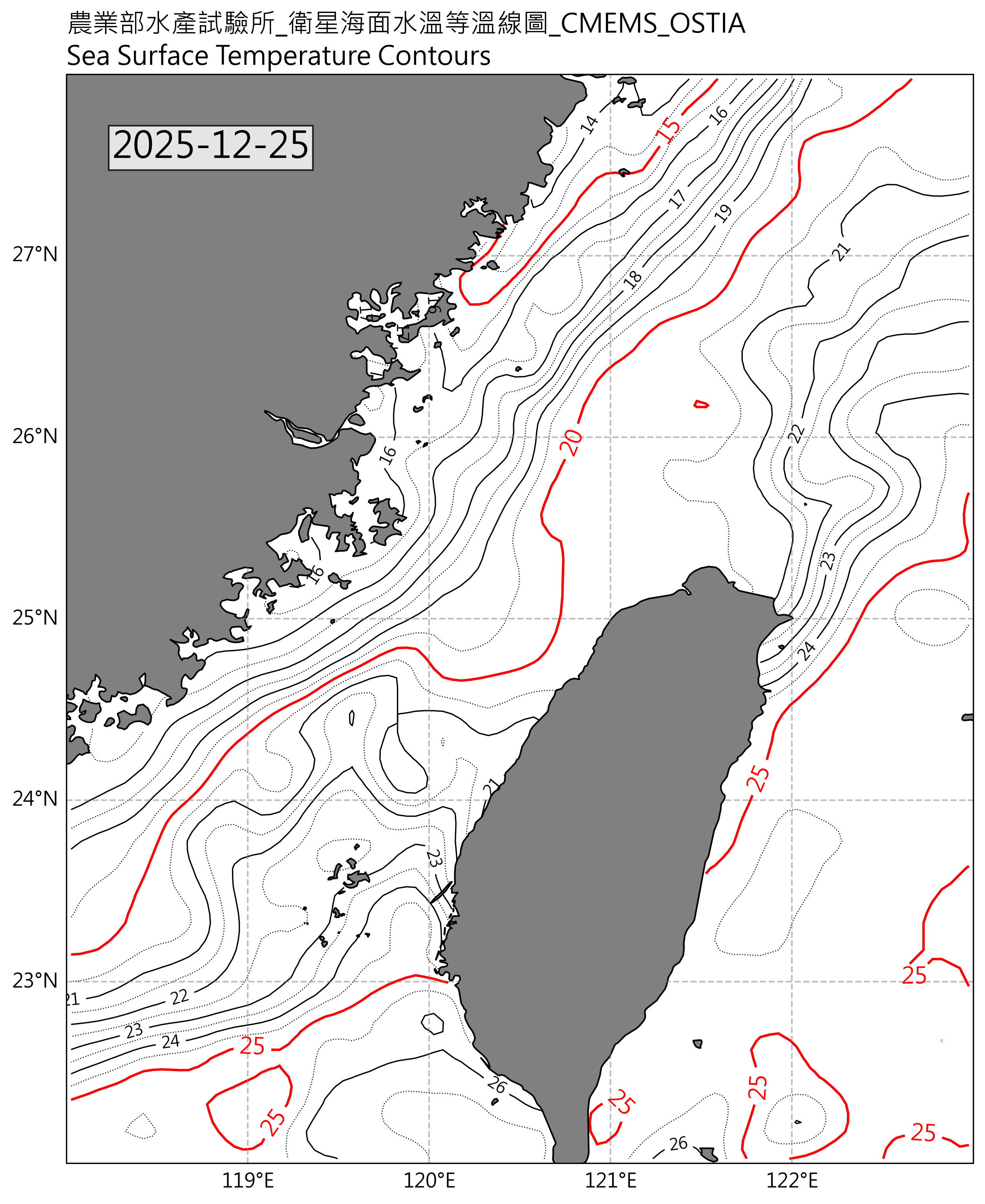 衛星等溫線圖(歐洲)2025-12-25
