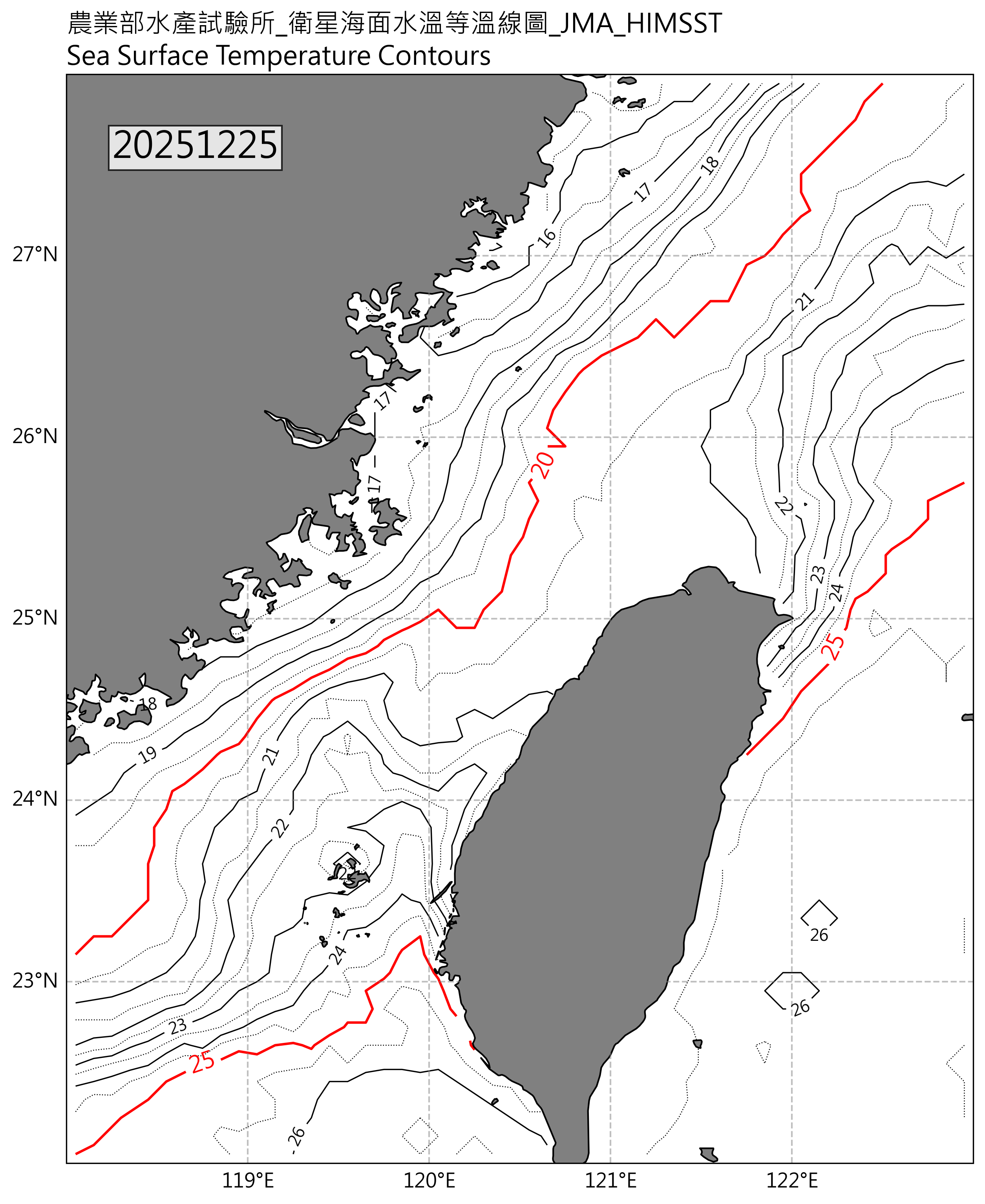衛星等溫線圖(日本)2025-12-25