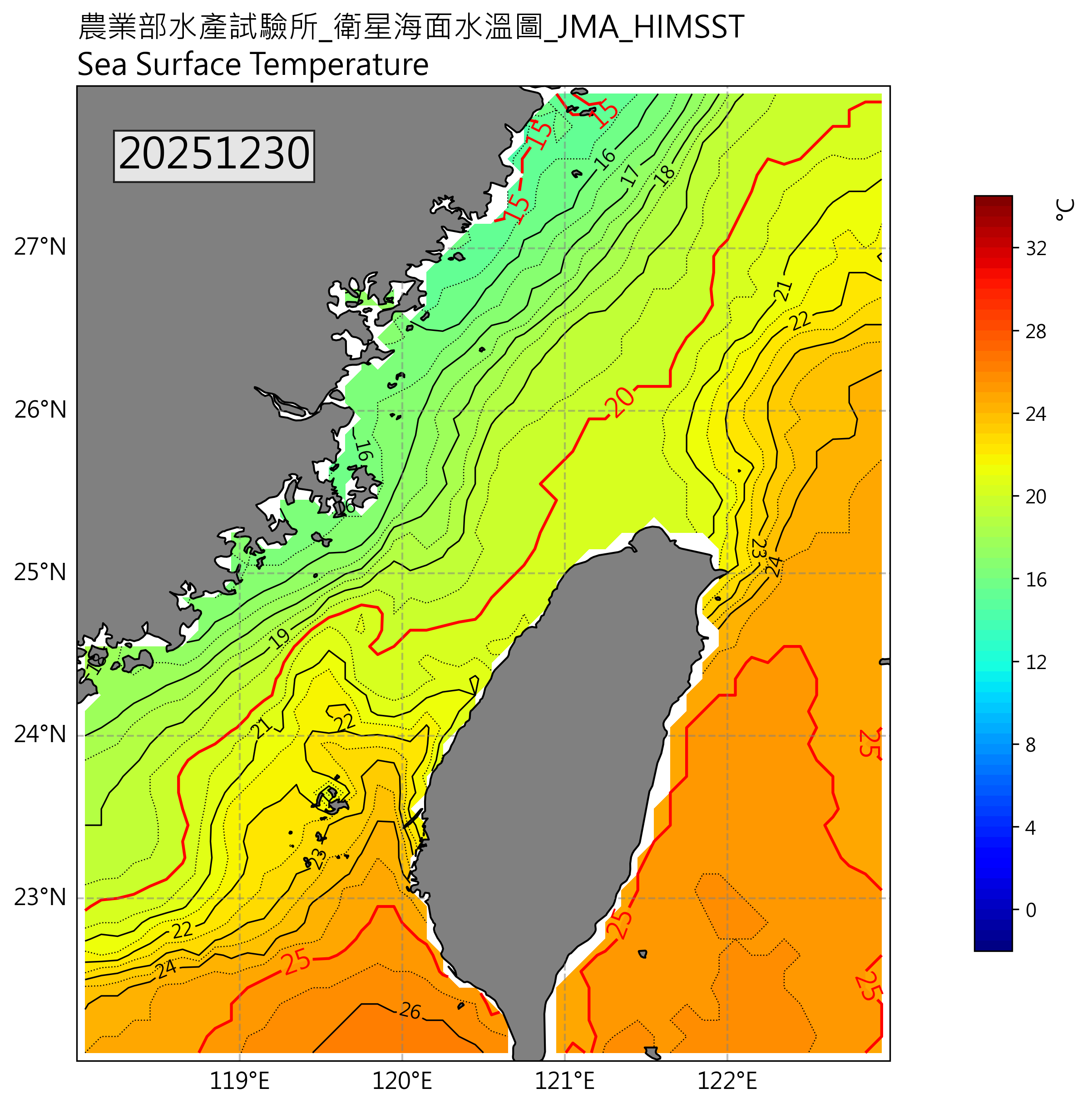 衛星海溫圖(日本)2025-12-30