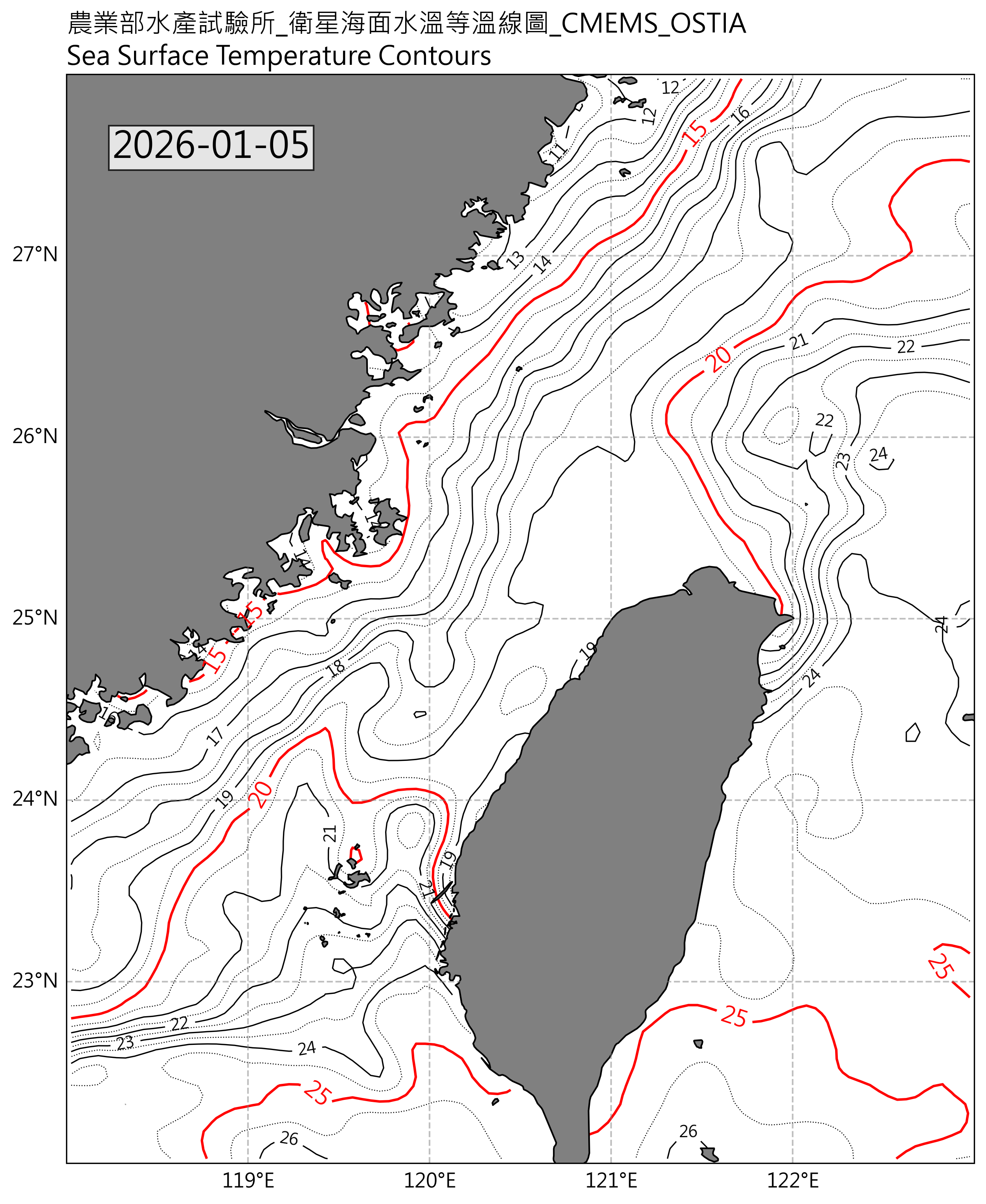 衛星等溫線圖(歐洲)2026-01-05