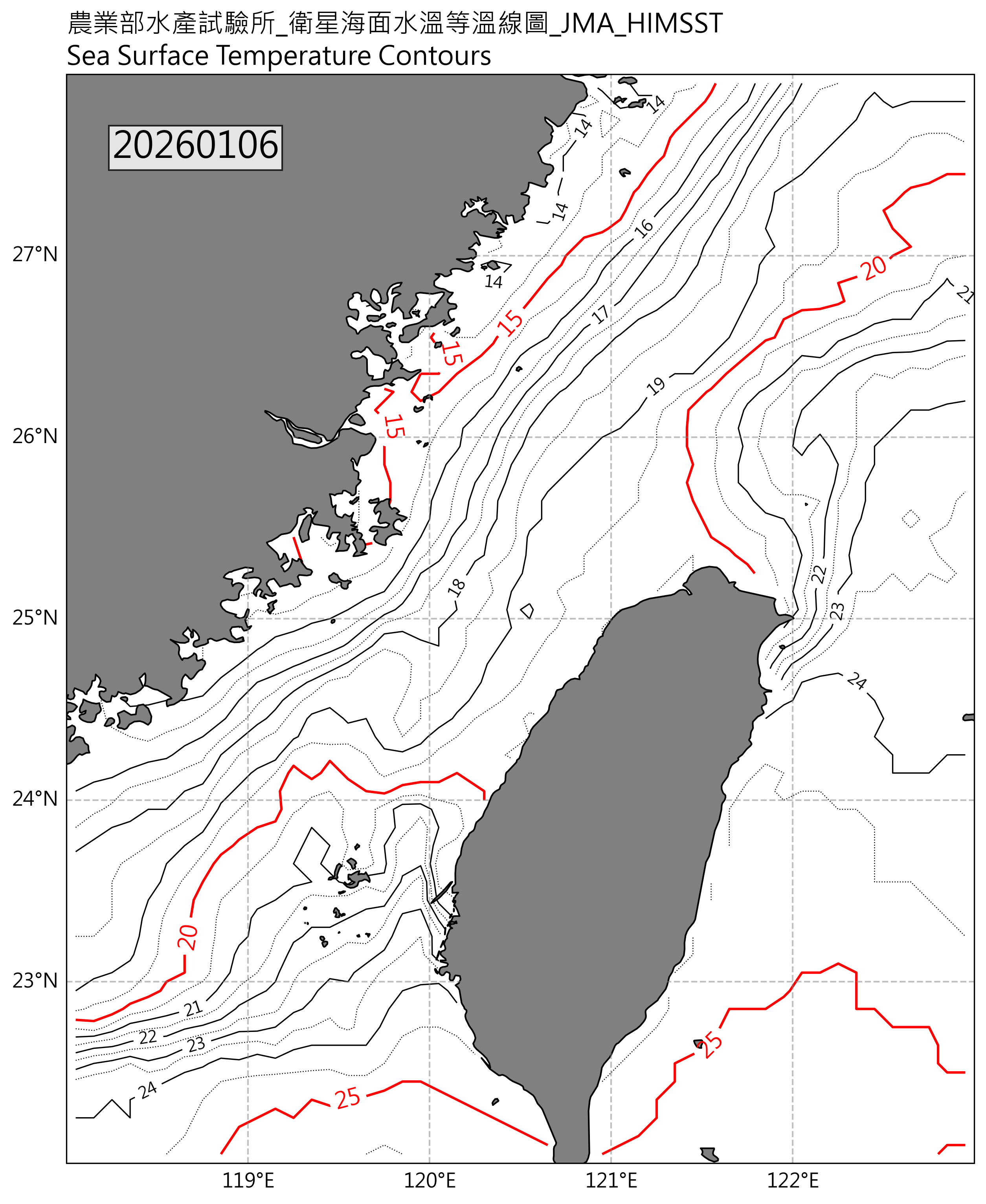 衛星等溫線圖(日本)2026-01-06