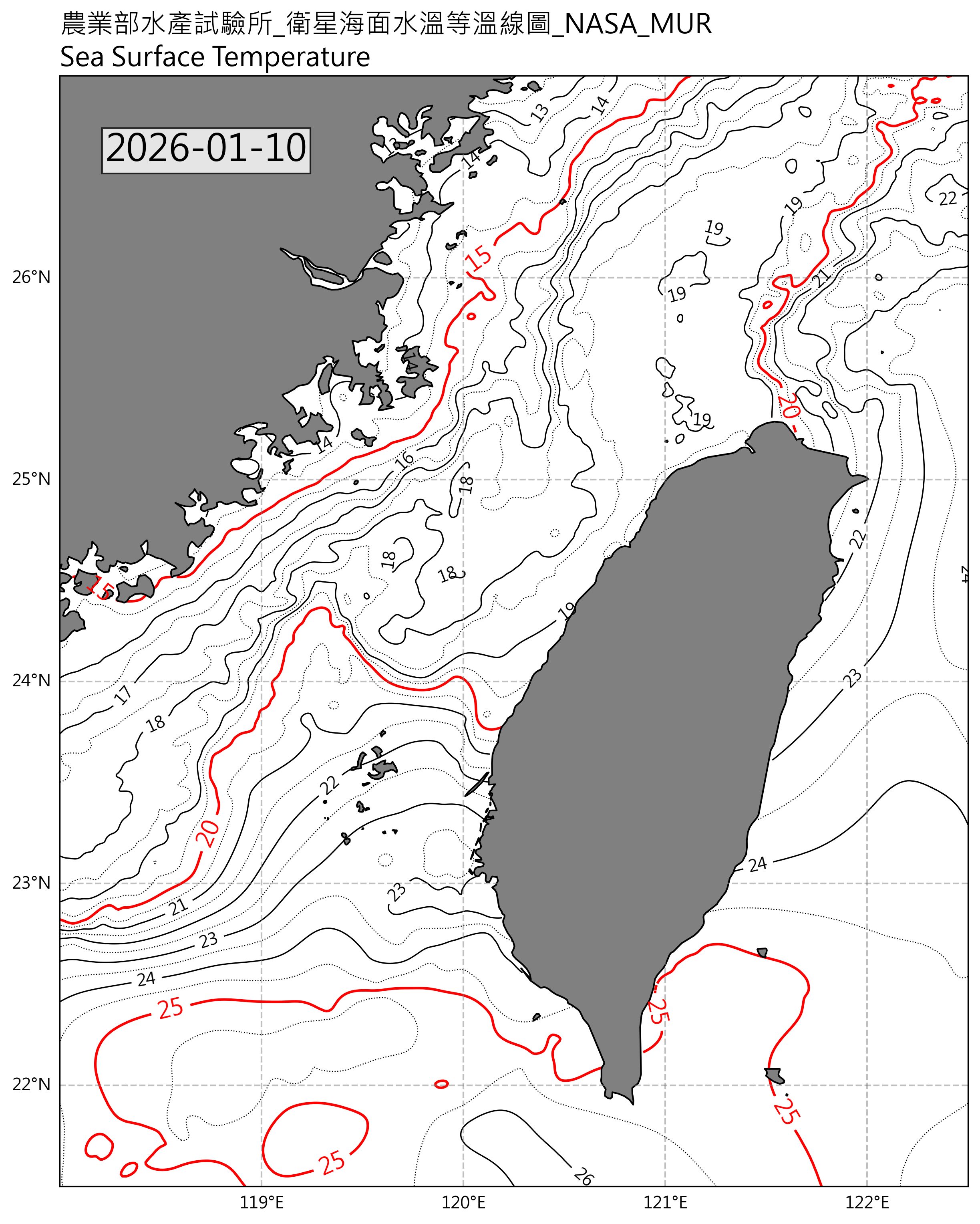 衛星等溫線圖(美國)2026-01-10