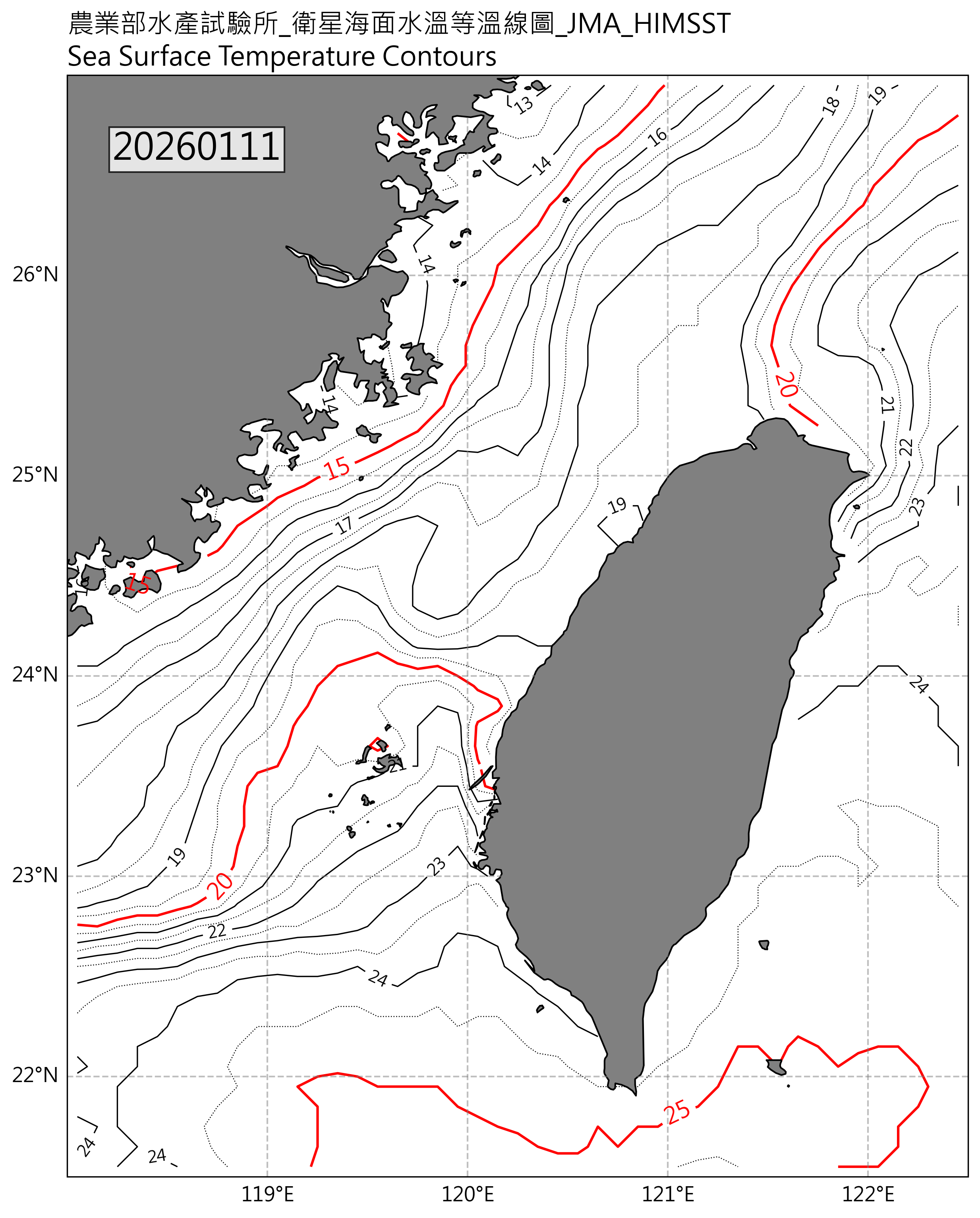 衛星等溫線圖(日本)2026-01-11