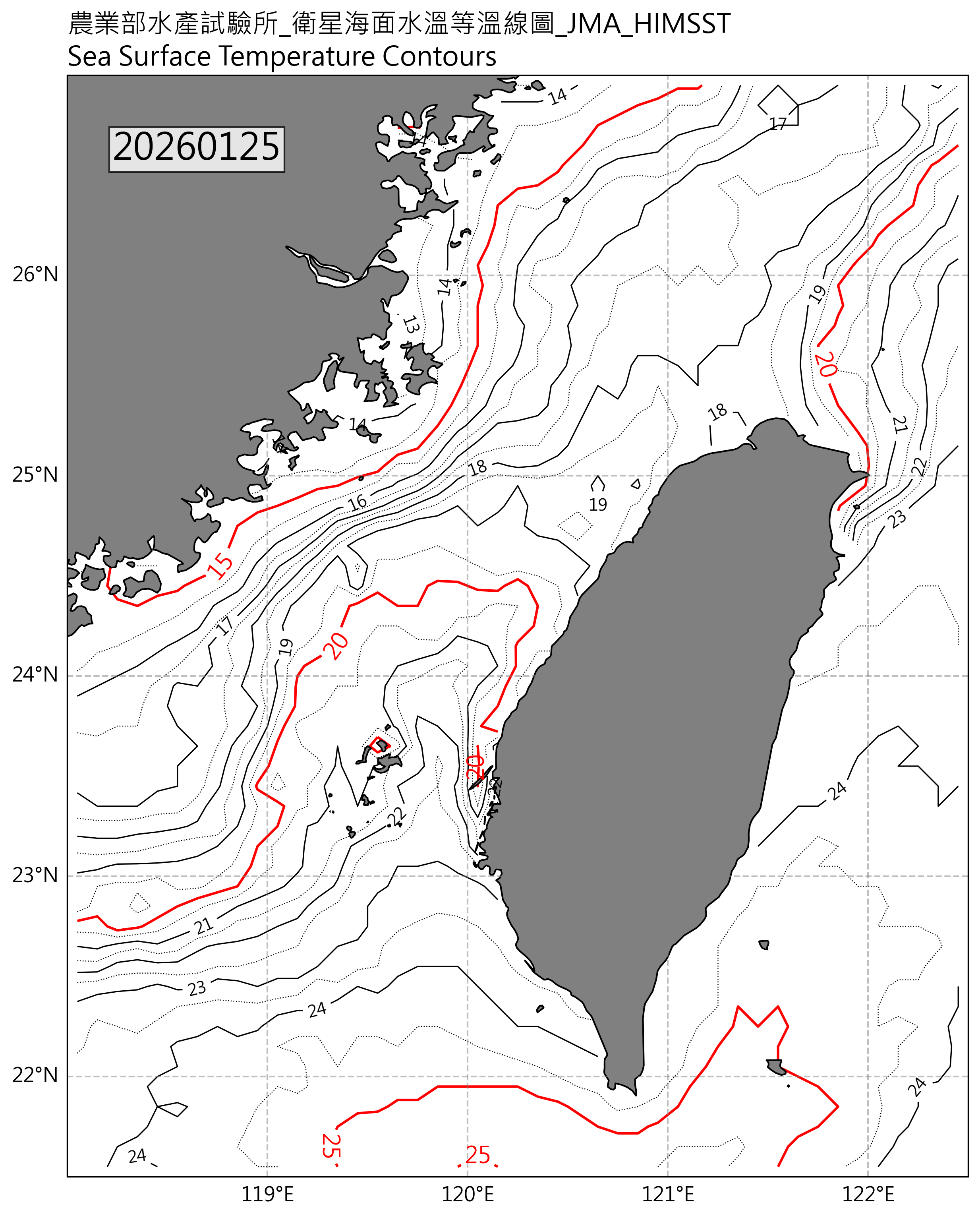 衛星等溫線圖(日本)-2026-01-25