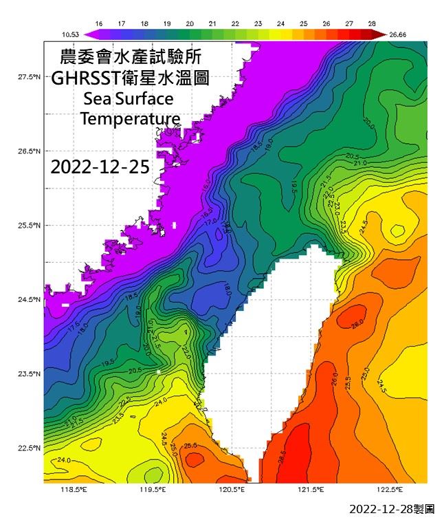 GHRSST-衛星水溫等溫線圖-L-20221225