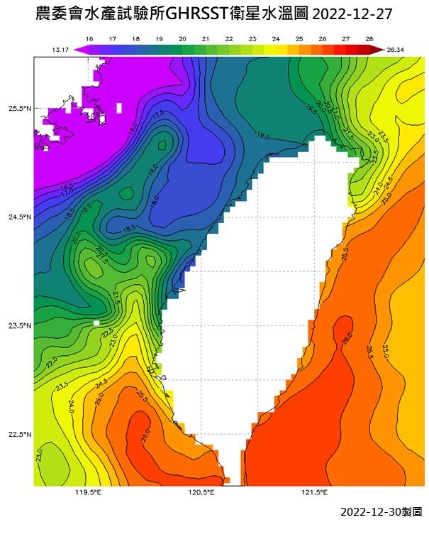 GHRSST-衛星水溫等溫線圖-s-20221227
