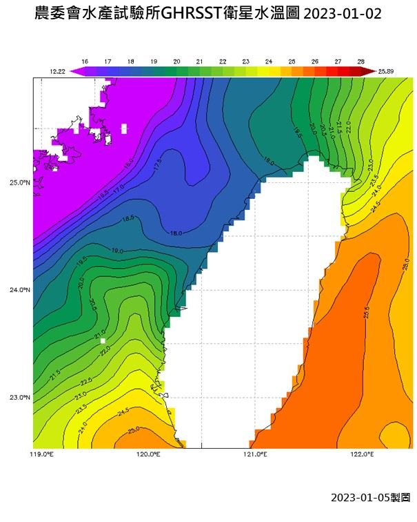 GHRSST-衛星水溫等溫線圖-s-20230102