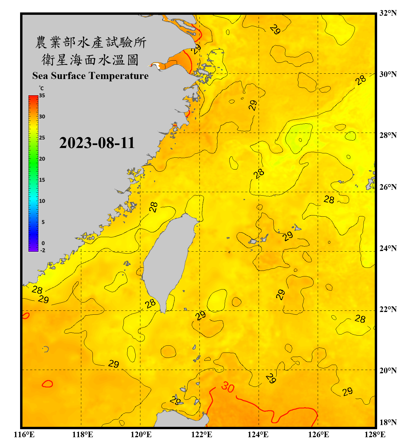 domain-taiwan_20230811090000-JPL-L4_GHRSST-SSTfnd-MUR-GLOB-v02_0-fv04_1_nc_contour