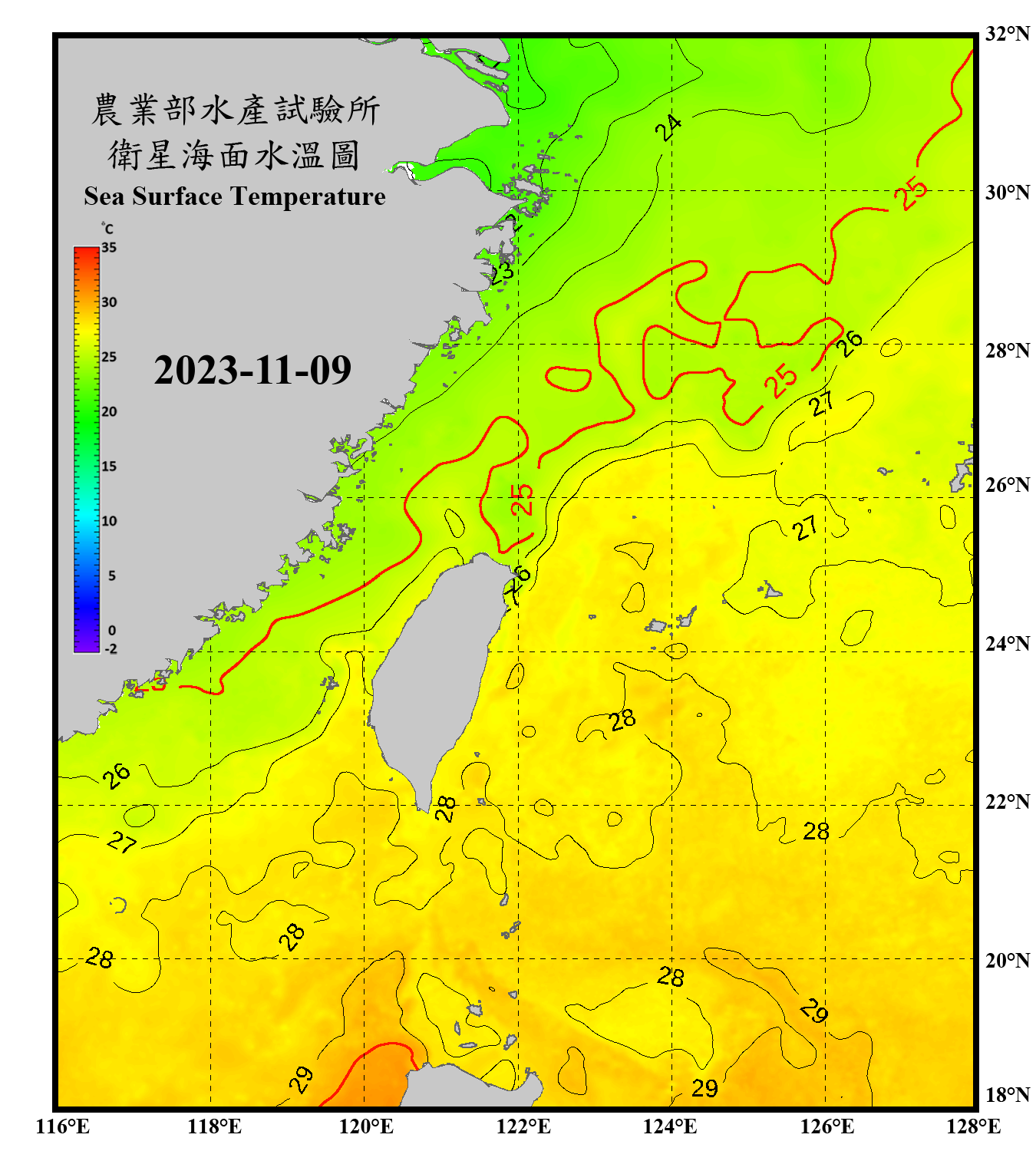 domain-taiwan_20231109090000-JPL-L4_GHRSST-SSTfnd-MUR-GLOB-v02.0-fv04.1.nc_contour