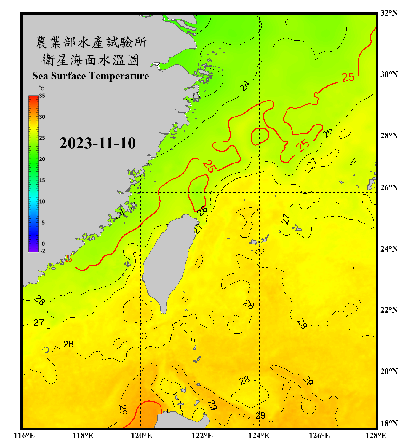 domain-taiwan_20231110090000-JPL-L4_GHRSST-SSTfnd-MUR-GLOB-v02.0-fv04.1.nc_contour