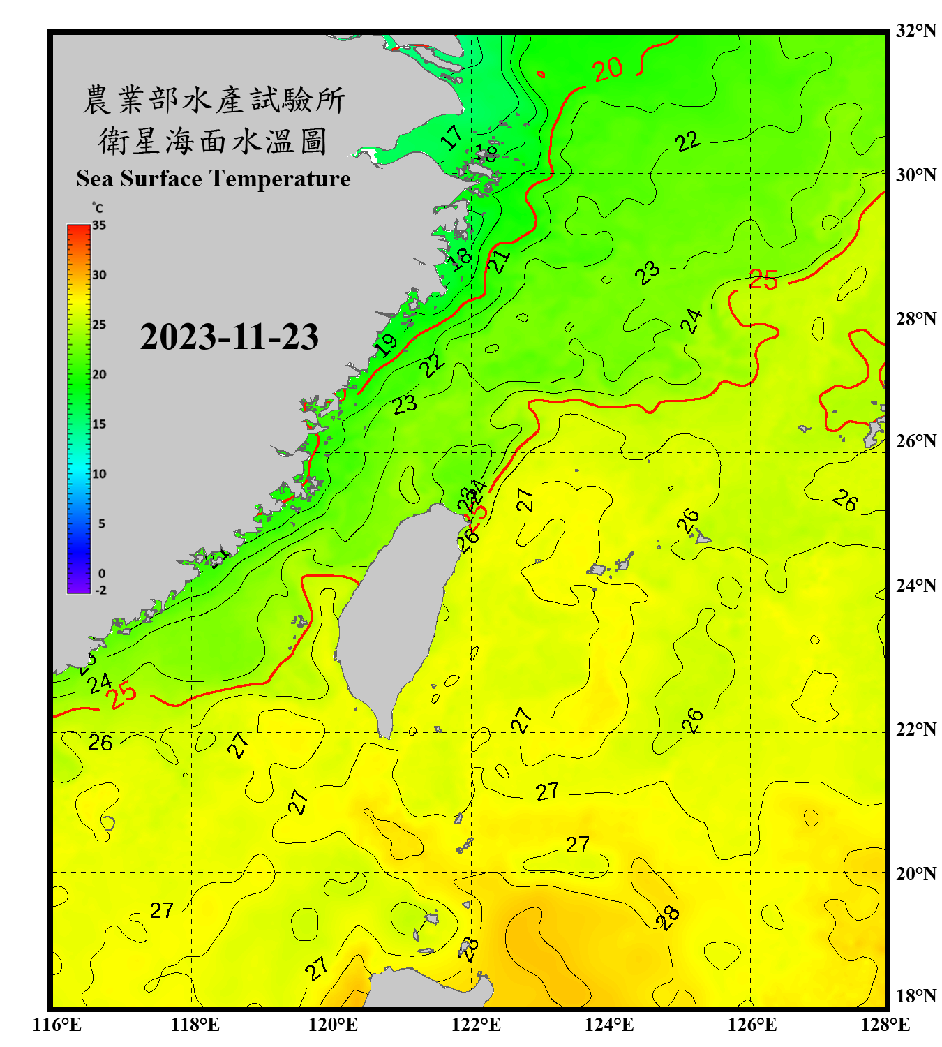 domain-taiwan_20231123090000-JPL-L4_GHRSST-SSTfnd-MUR-GLOB-v02.0-fv04.1.nc_contour
