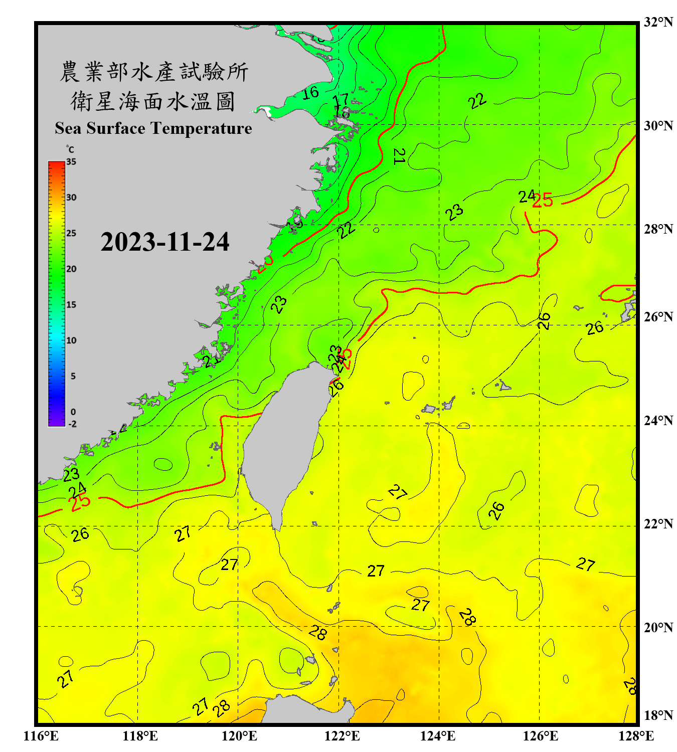 domain-taiwan_20231124090000-JPL-L4_GHRSST-SSTfnd-MUR-GLOB-v02.0-fv04.1.nc_contour