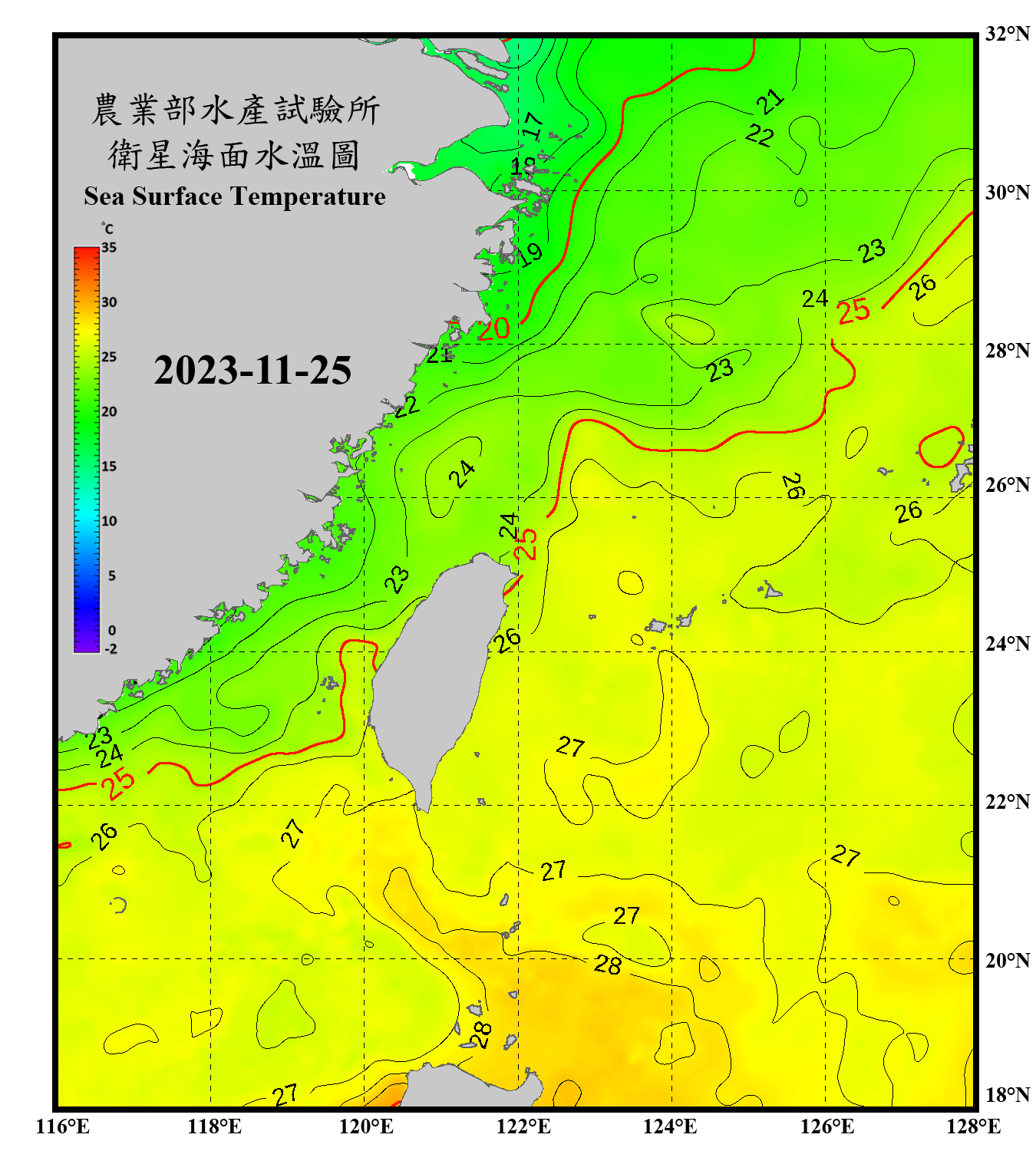 domain-taiwan_20231125090000-JPL-L4_GHRSST-SSTfnd-MUR-GLOB-v02.0-fv04.1.nc_contour