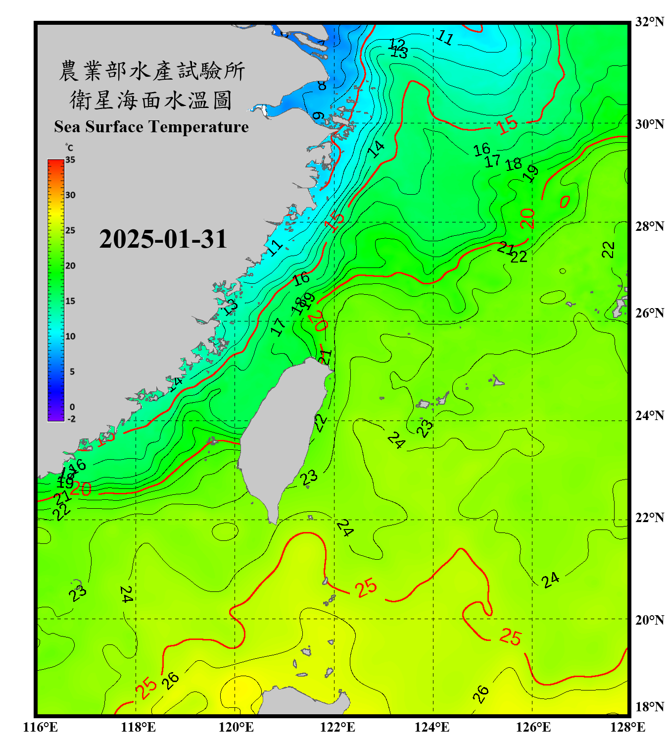 domain-taiwan_20250131090000-JPL-L4_GHRSST-SSTfnd-MUR-GLOB-v02.0-fv04.1.nc_contour