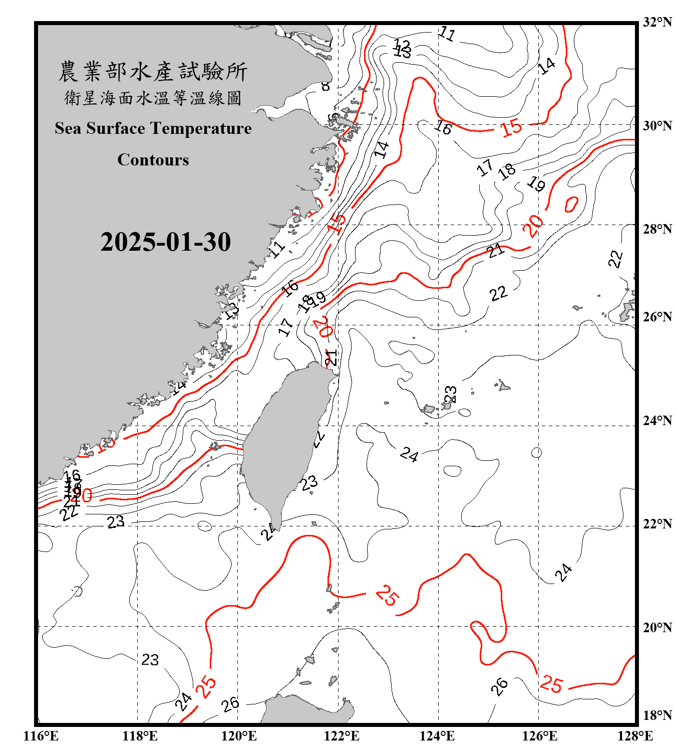 domain-taiwan_20250130090000-JPL-L4_GHRSST-SSTfnd-MUR-GLOB-v02.0-fv04.1.nc_contour_only