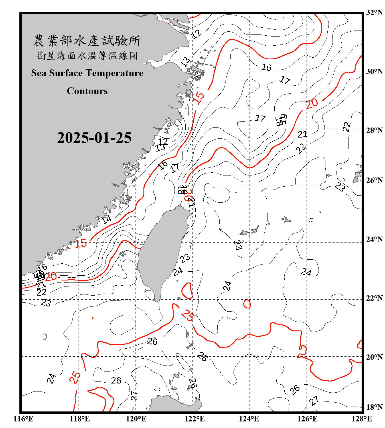 domain-taiwan_20250125090000-JPL-L4_GHRSST-SSTfnd-MUR-GLOB-v02.0-fv04.1.nc_contour_only