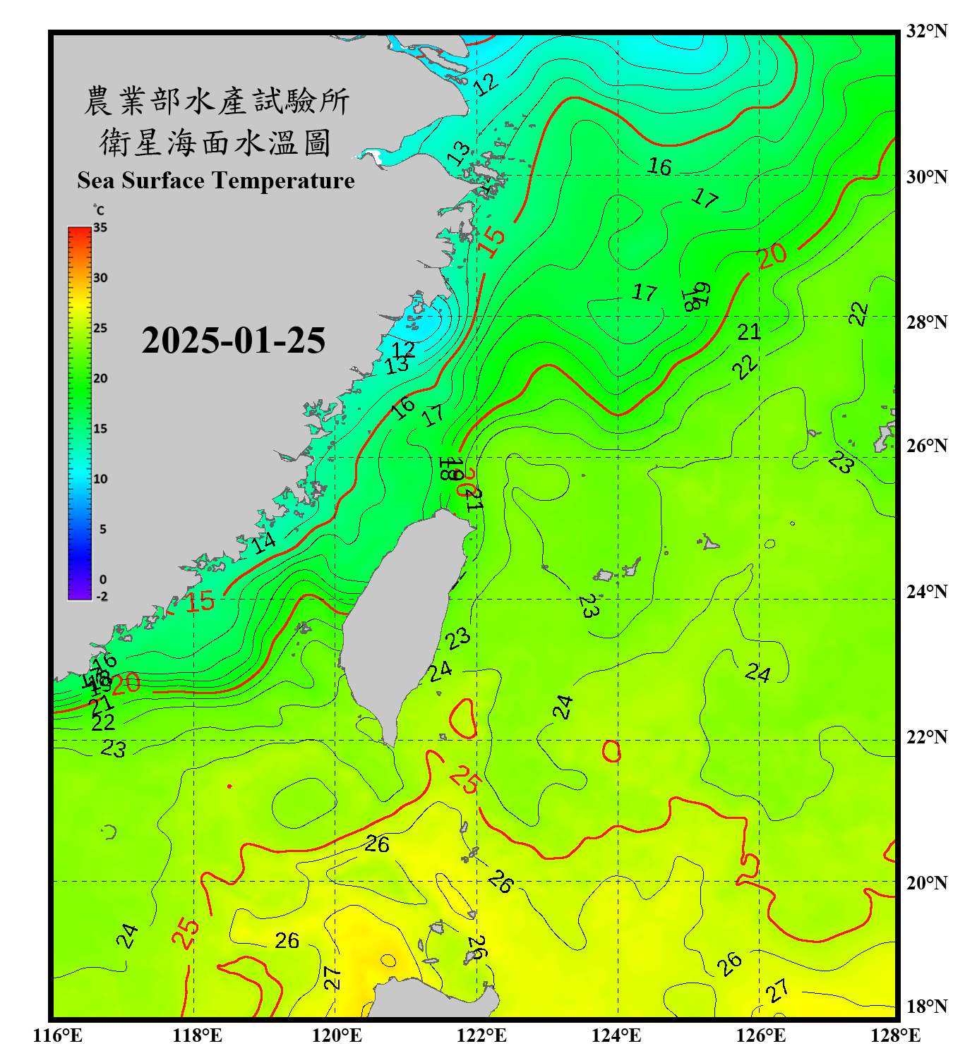domain-taiwan_20250125090000-JPL-L4_GHRSST-SSTfnd-MUR-GLOB-v02.0-fv04.1.nc_contour