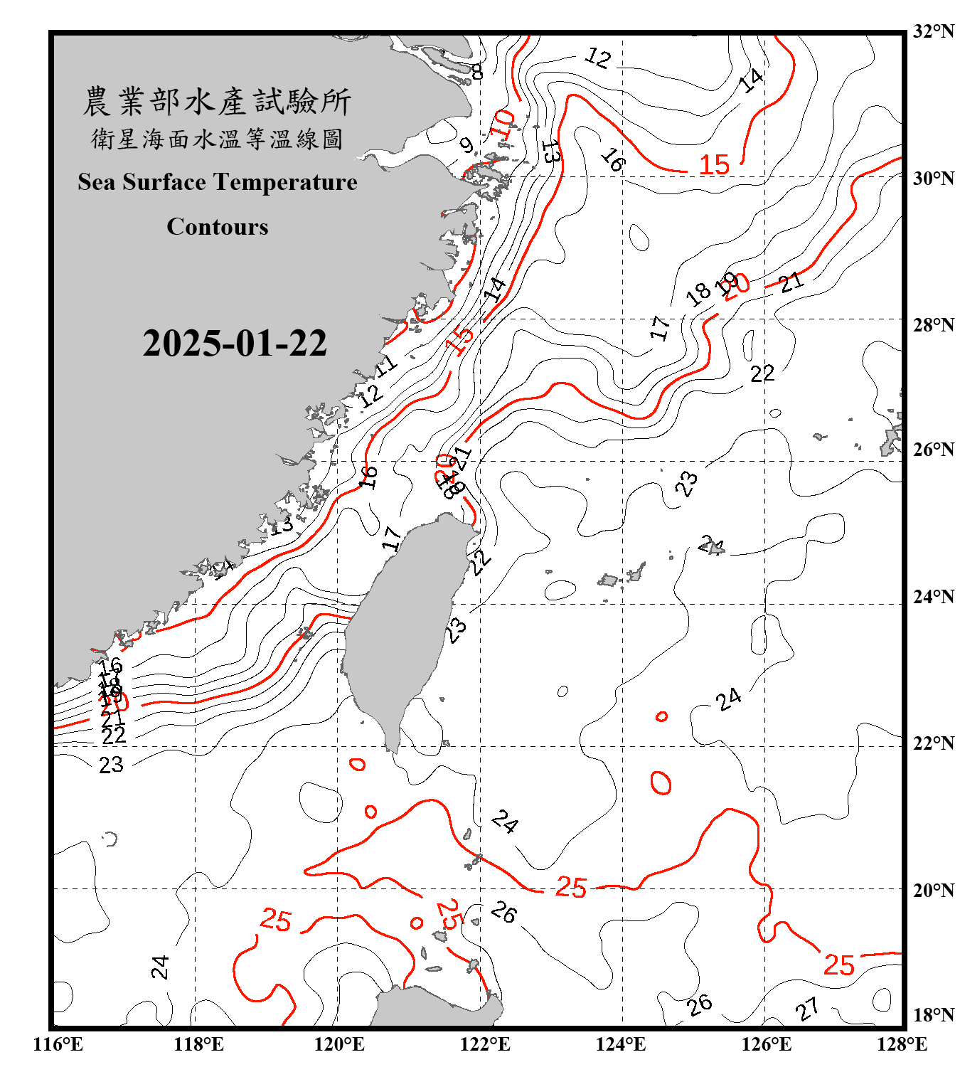 domain-taiwan_20250122090000-JPL-L4_GHRSST-SSTfnd-MUR-GLOB-v02.0-fv04.1.nc_contour_only