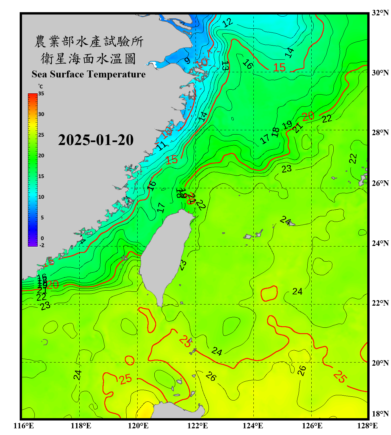 domain-taiwan_20250120090000-JPL-L4_GHRSST-SSTfnd-MUR-GLOB-v02.0-fv04.1.nc_contour