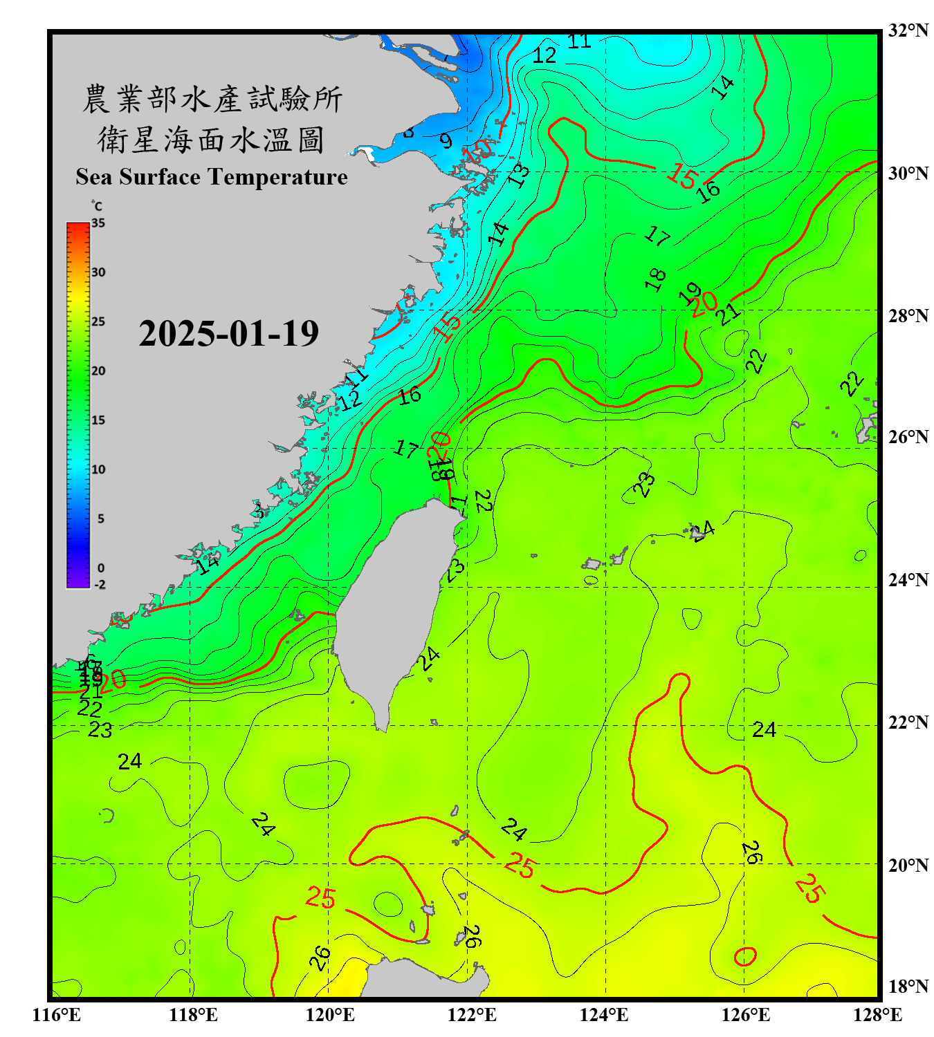 domain-taiwan_20250119090000-JPL-L4_GHRSST-SSTfnd-MUR-GLOB-v02.0-fv04.1.nc_contour