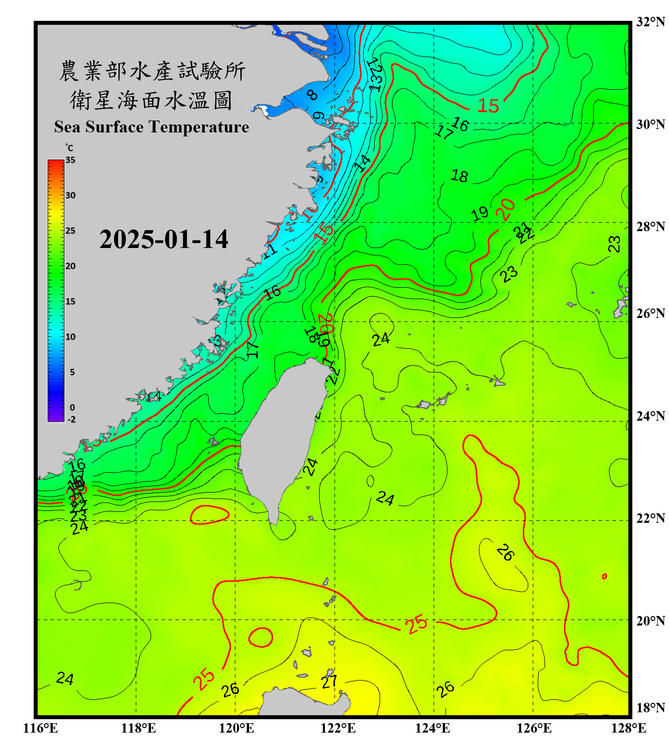 domain-taiwan_20250114090000-JPL-L4_GHRSST-SSTfnd-MUR-GLOB-v02.0-fv04.1.nc_contour