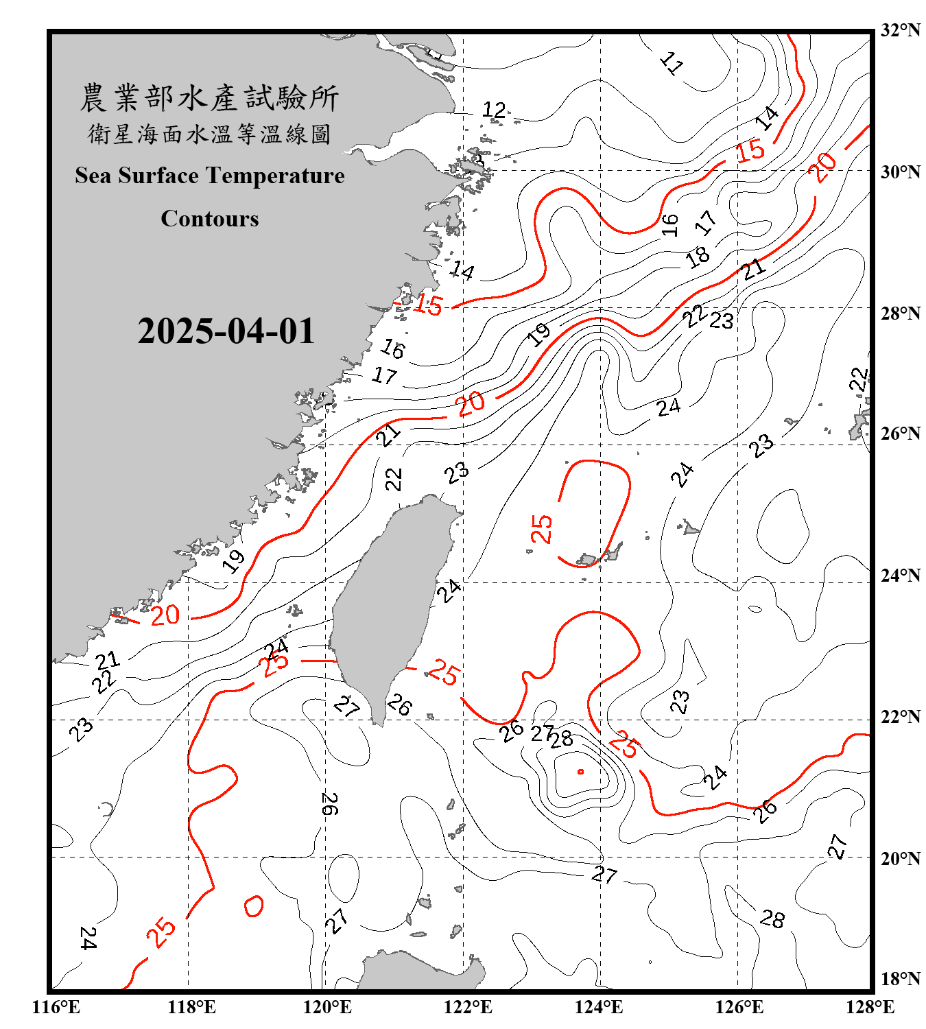 domain-taiwan_20250401090000-JPL-L4_GHRSST-SSTfnd-MUR-GLOB-v02.0-fv04.1.nc_contour_only