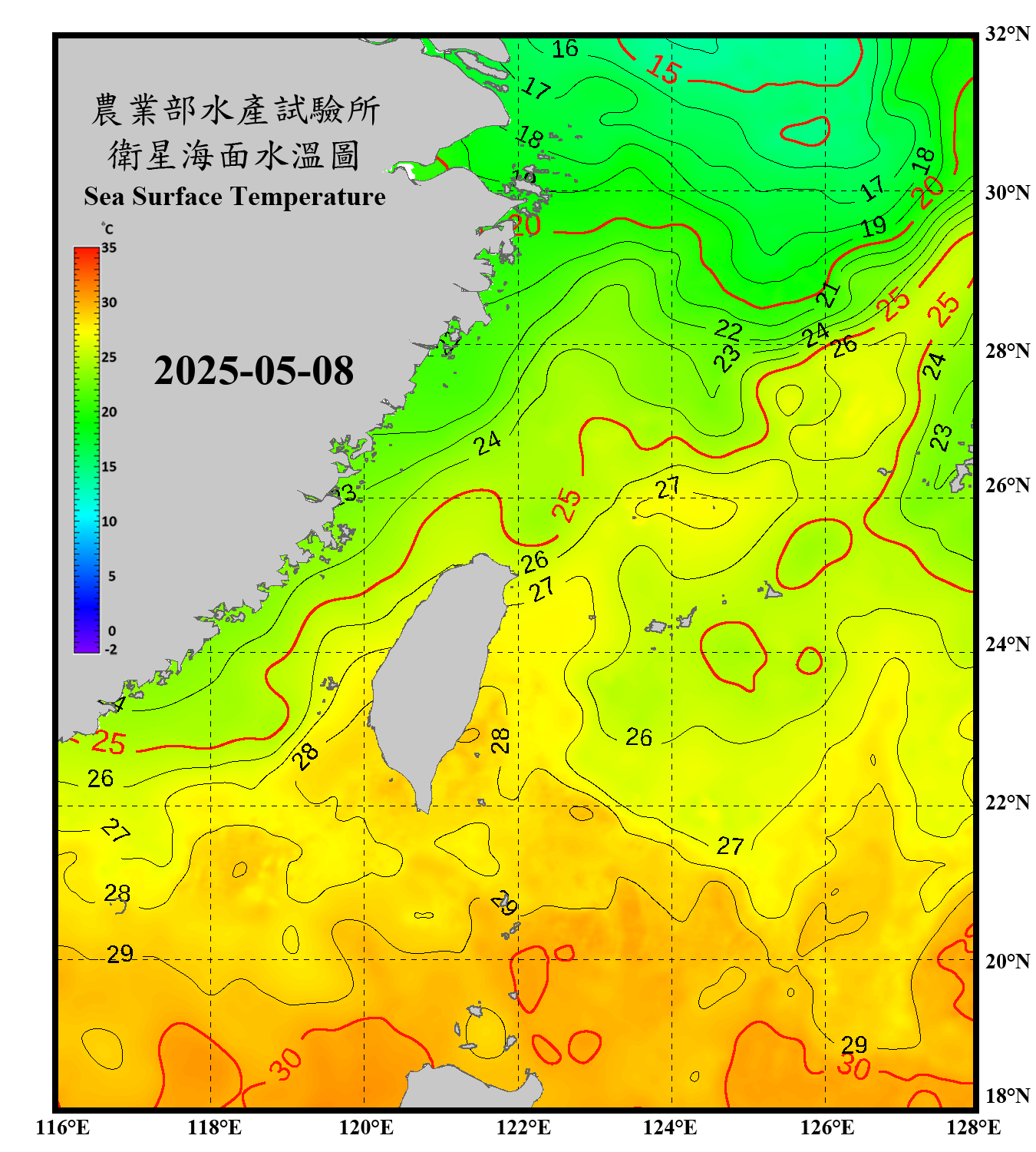 domain-taiwan_20250508090000-JPL-L4_GHRSST-SSTfnd-MUR-GLOB-v02.0-fv04.1.nc_contour
