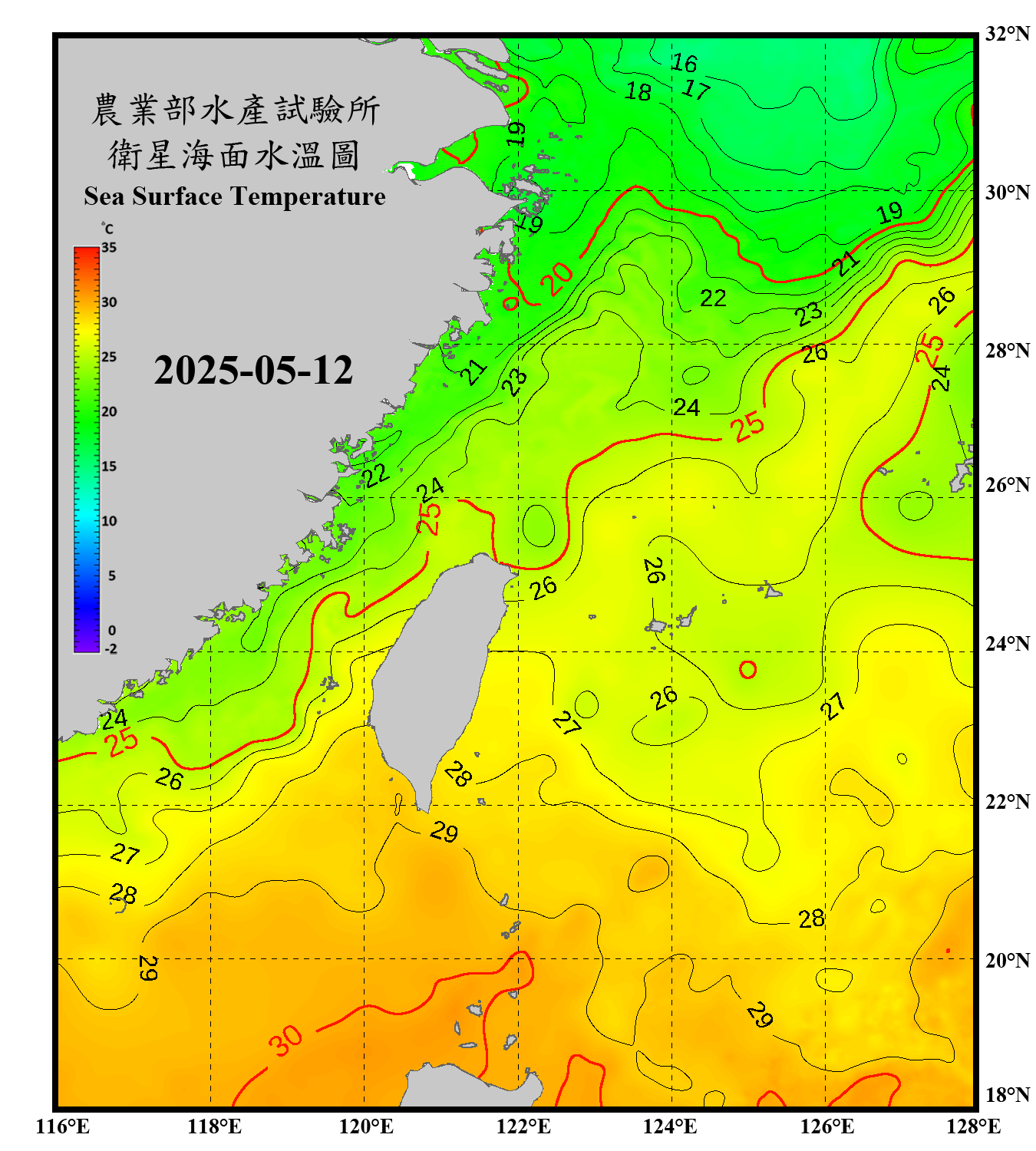 domain-taiwan_20250512090000-JPL-L4_GHRSST-SSTfnd-MUR-GLOB-v02.0-fv04.1.nc_contour