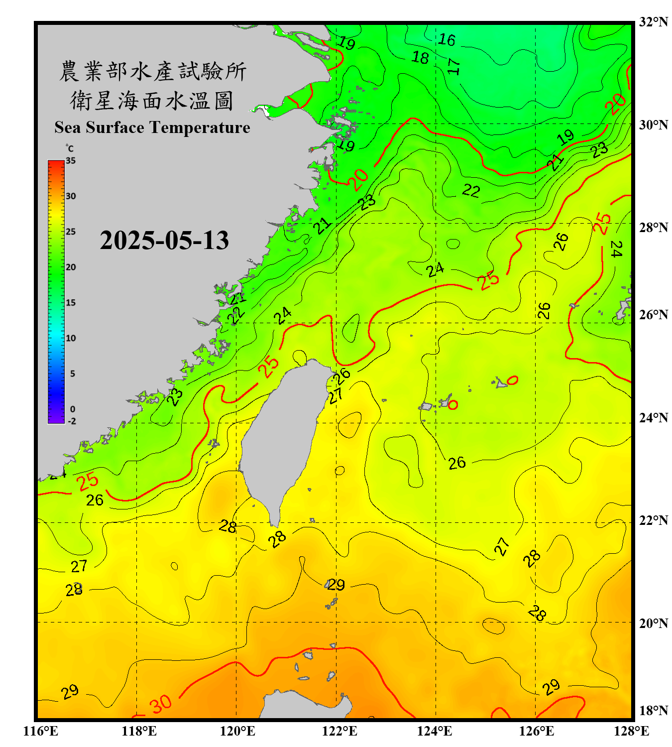 domain-taiwan_20250513090000-JPL-L4_GHRSST-SSTfnd-MUR-GLOB-v02.0-fv04.1.nc_contour