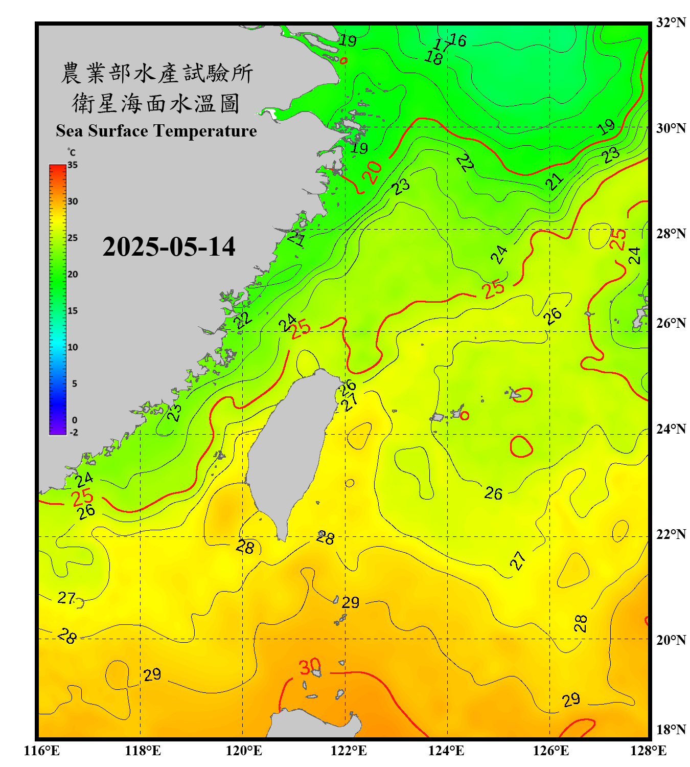 domain-taiwan_20250514090000-JPL-L4_GHRSST-SSTfnd-MUR-GLOB-v02.0-fv04.1.nc_contour