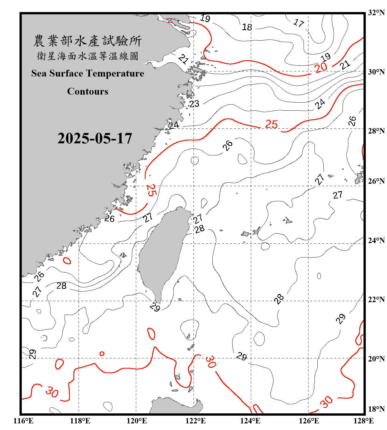domain-taiwan_20250517090000-JPL-L4_GHRSST-SSTfnd-MUR-GLOB-v02.0-fv04.1.nc_contour