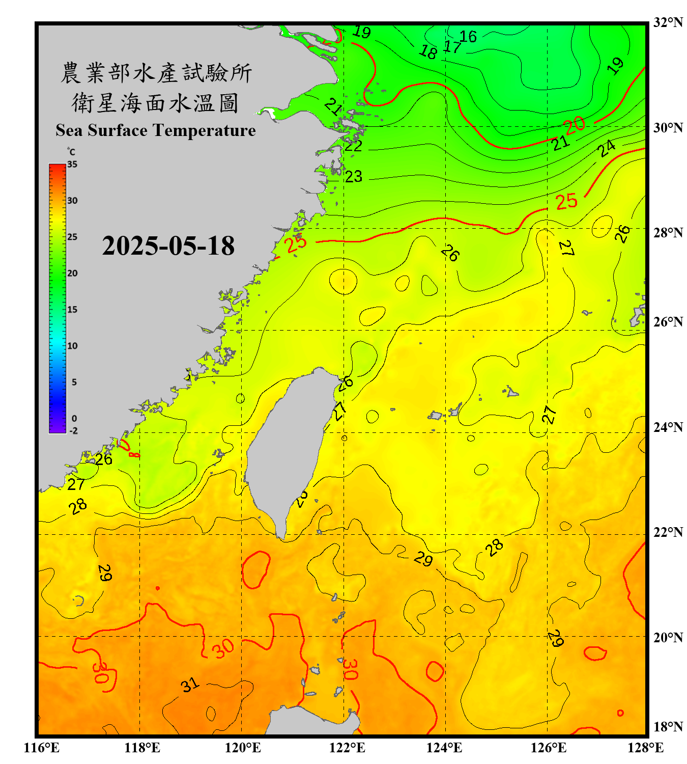 domain-taiwan_20250518090000-JPL-L4_GHRSST-SSTfnd-MUR-GLOB-v02.0-fv04.1.nc_contour