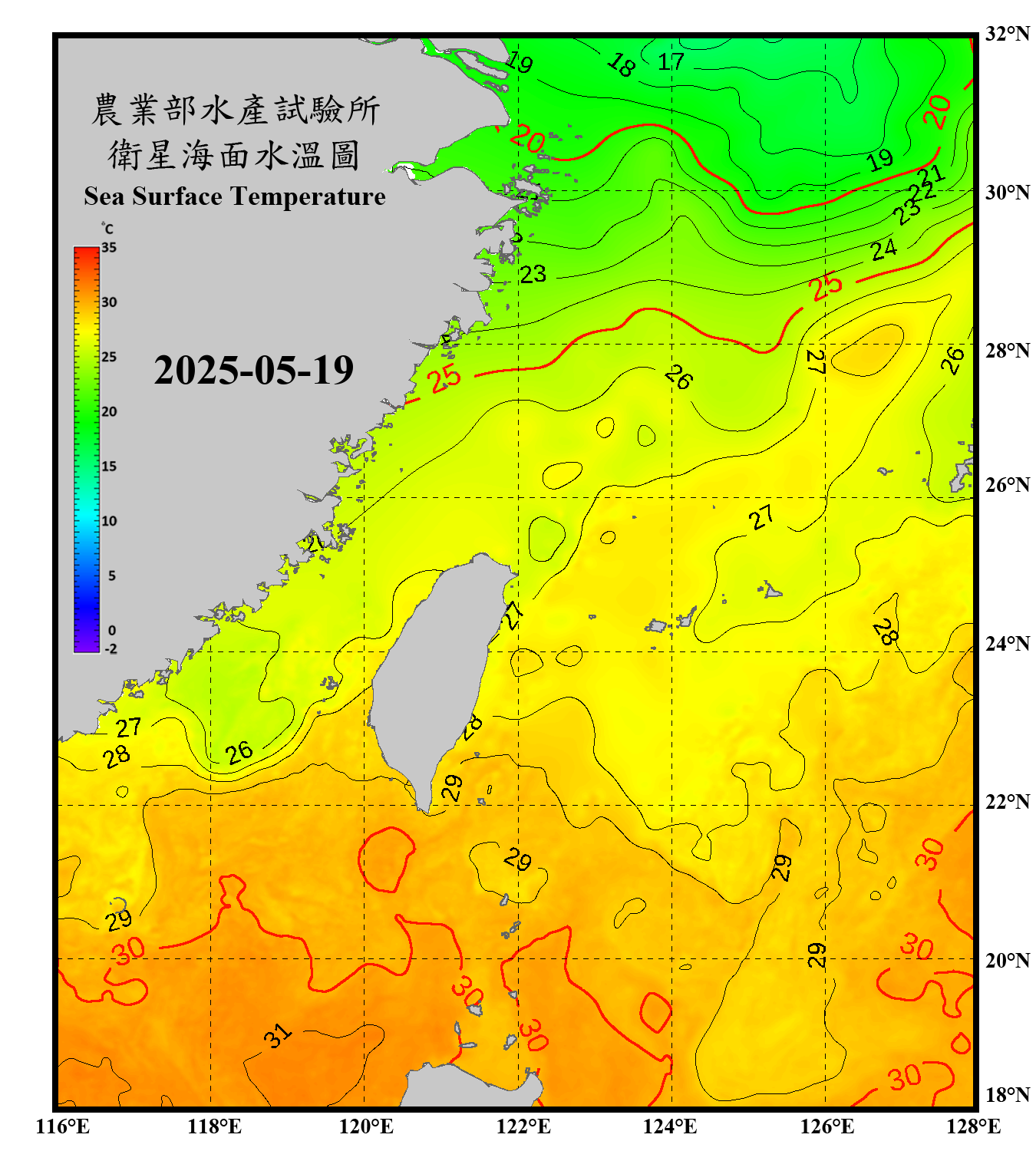 domain-taiwan_20250519090000-JPL-L4_GHRSST-SSTfnd-MUR-GLOB-v02.0-fv04.1.nc_contour