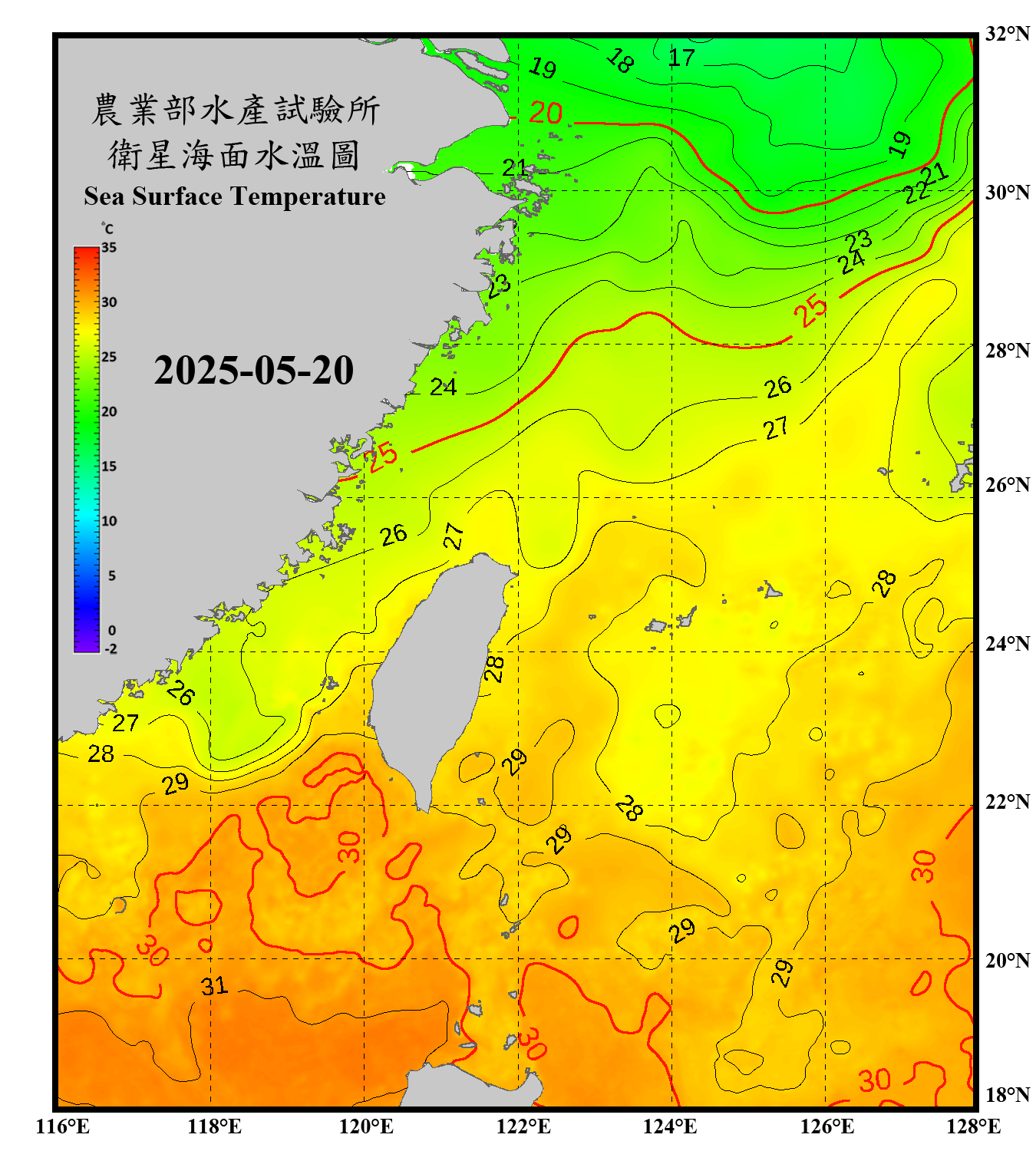 domain-taiwan_20250520090000-JPL-L4_GHRSST-SSTfnd-MUR-GLOB-v02.0-fv04.1.nc_contour