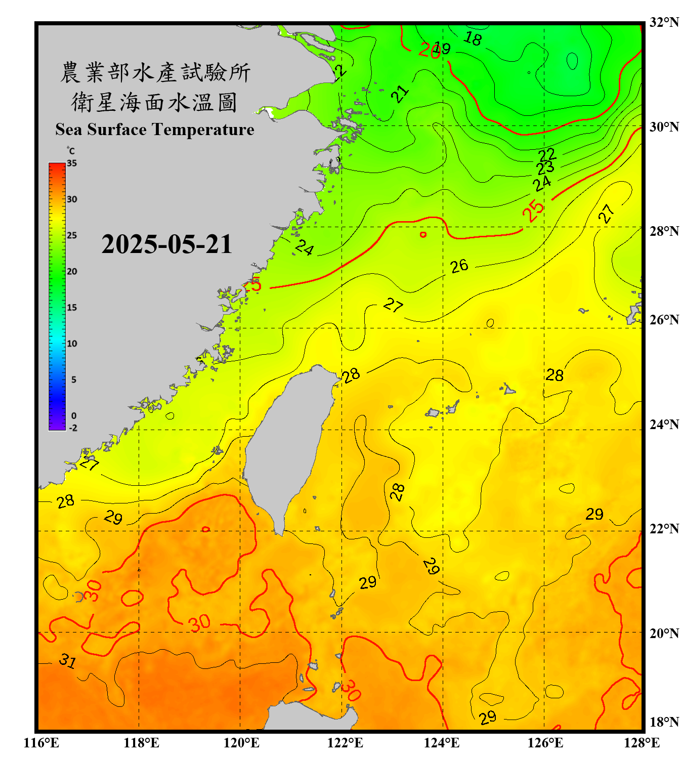 domain-taiwan_20250521090000-JPL-L4_GHRSST-SSTfnd-MUR-GLOB-v02.0-fv04.1.nc_contour