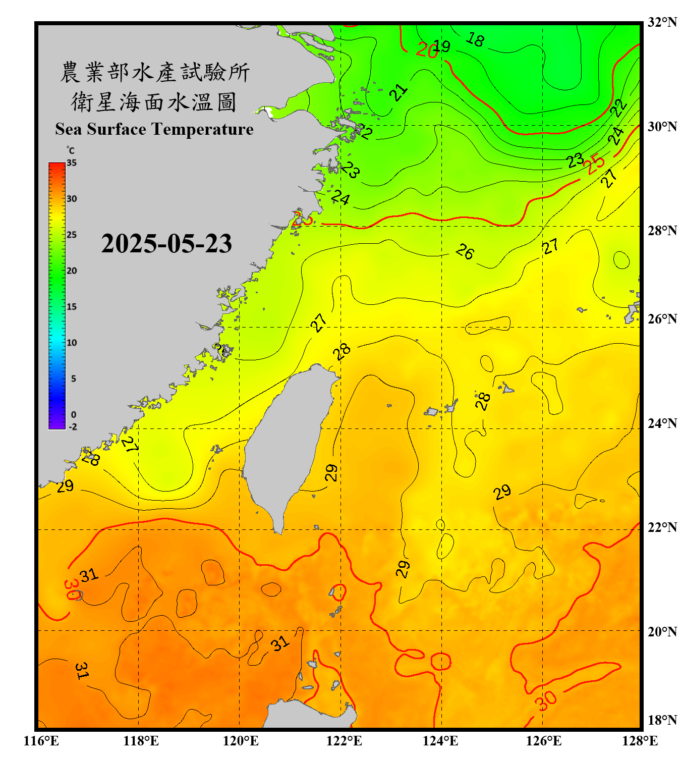 domain-taiwan_20250523090000-JPL-L4_GHRSST-SSTfnd-MUR-GLOB-v02.0-fv04.1.nc_contour