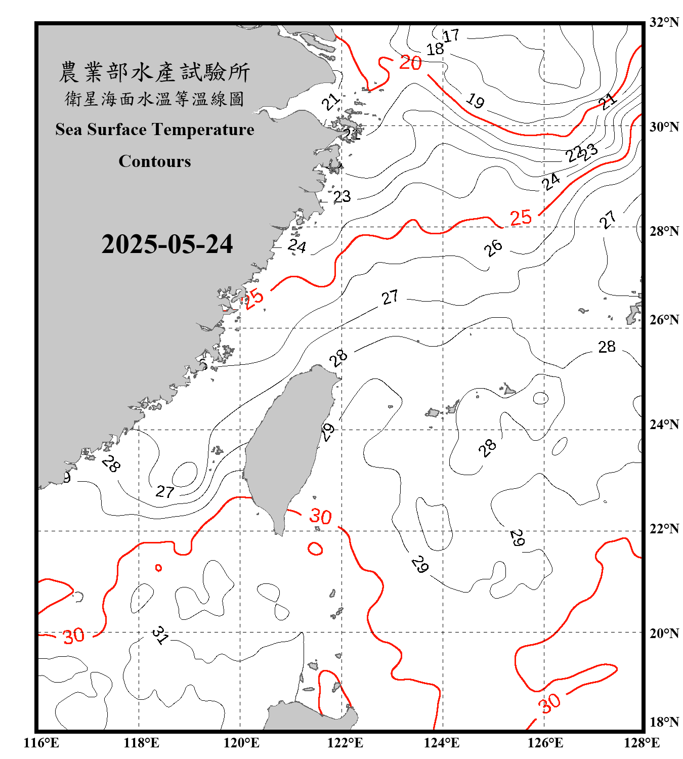 domain-taiwan_20250524090000-JPL-L4_GHRSST-SSTfnd-MUR-GLOB-v02.0-fv04.1.nc_contour