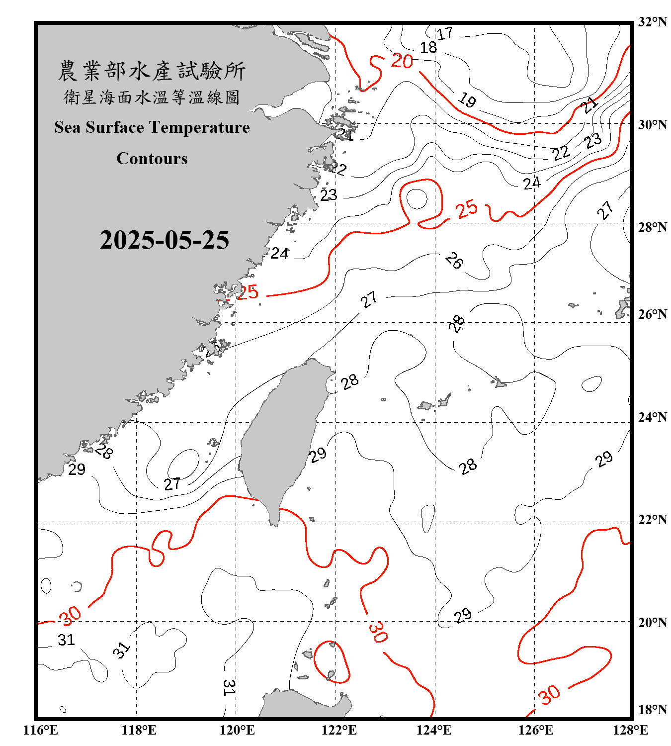 domain-taiwan_20250525090000-JPL-L4_GHRSST-SSTfnd-MUR-GLOB-v02.0-fv04.1.nc_contour_only