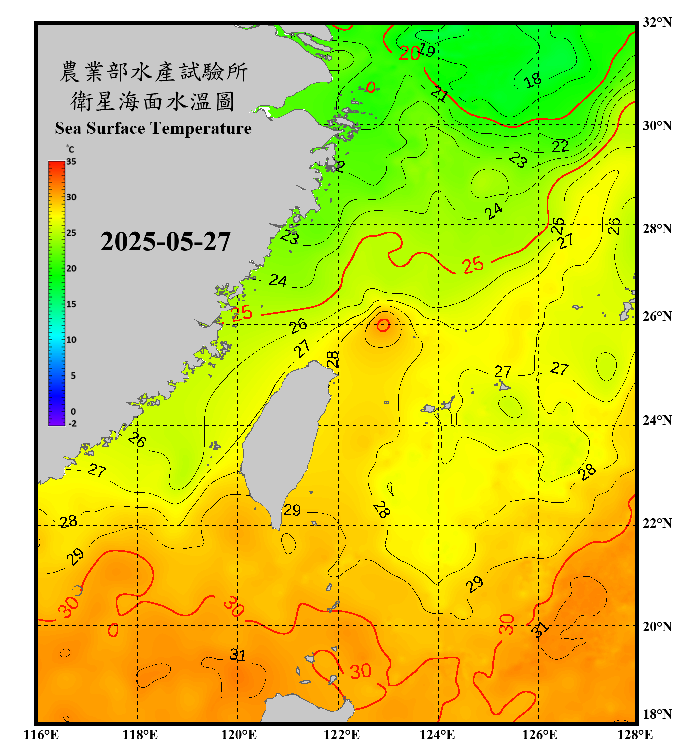 domain-taiwan_20250527090000-JPL-L4_GHRSST-SSTfnd-MUR-GLOB-v02.0-fv04.1.nc_contour