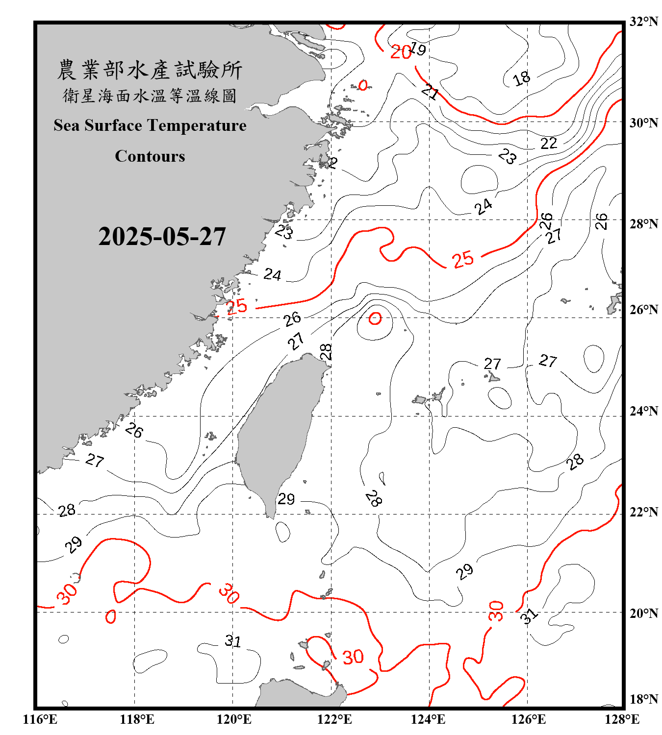 domain-taiwan_20250527090000-JPL-L4_GHRSST-SSTfnd-MUR-GLOB-v02.0-fv04.1.nc_contour_only