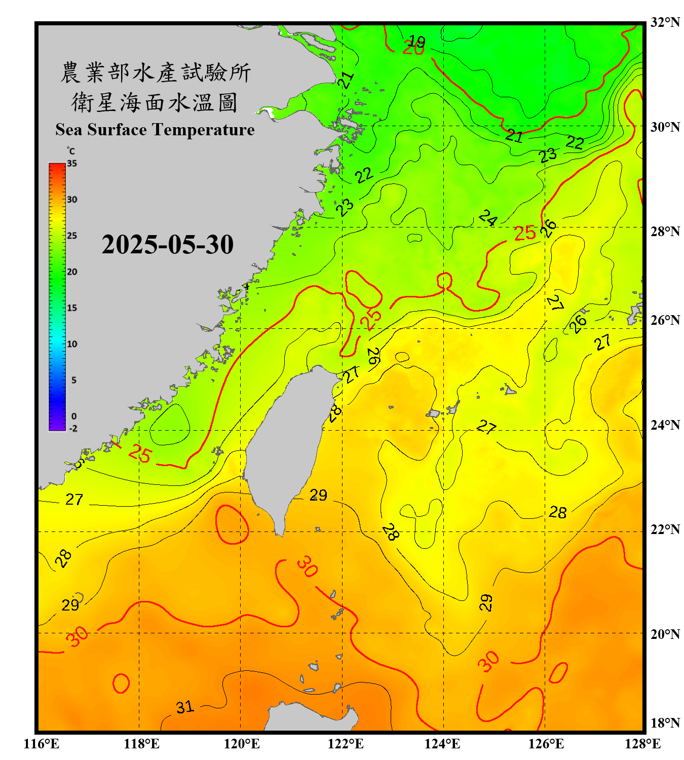 domain-taiwan_20250530090000-JPL-L4_GHRSST-SSTfnd-MUR-GLOB-v02.0-fv04.1.nc_contour
