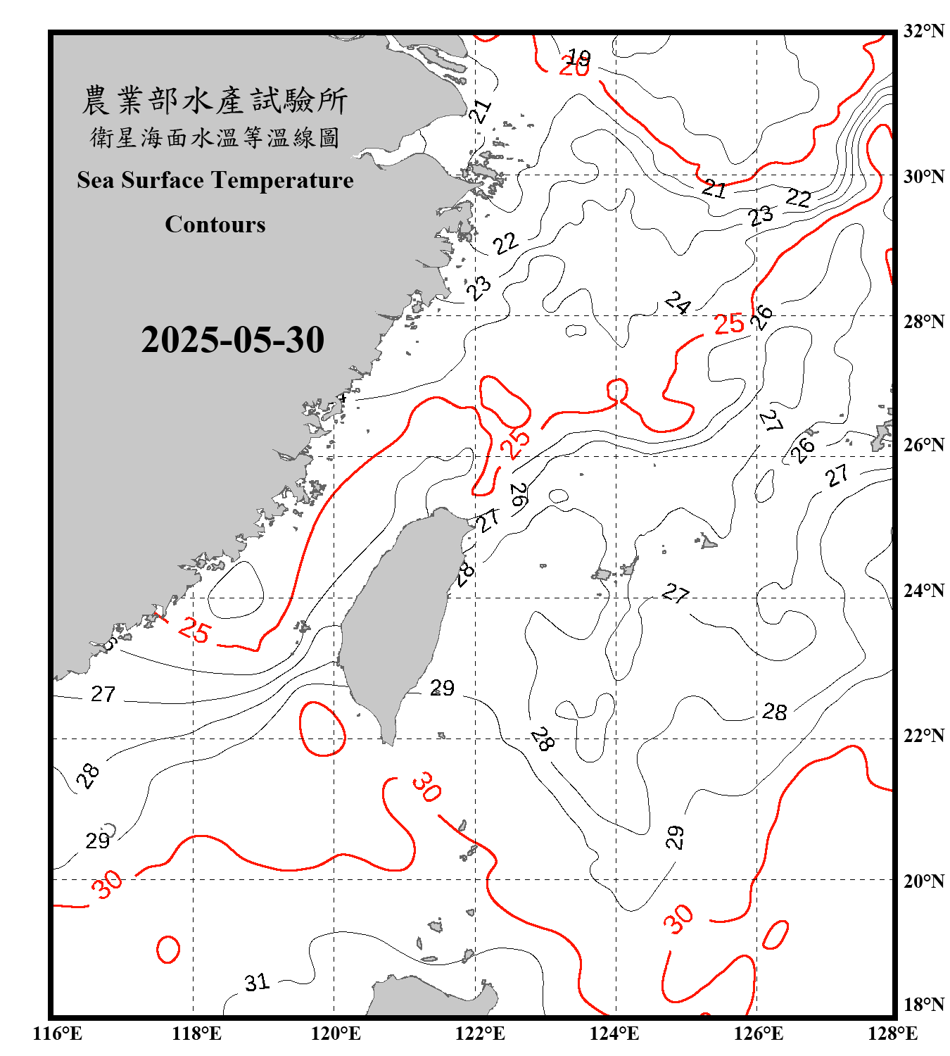 domain-taiwan_20250530090000-JPL-L4_GHRSST-SSTfnd-MUR-GLOB-v02.0-fv04.1.nc_contour_only