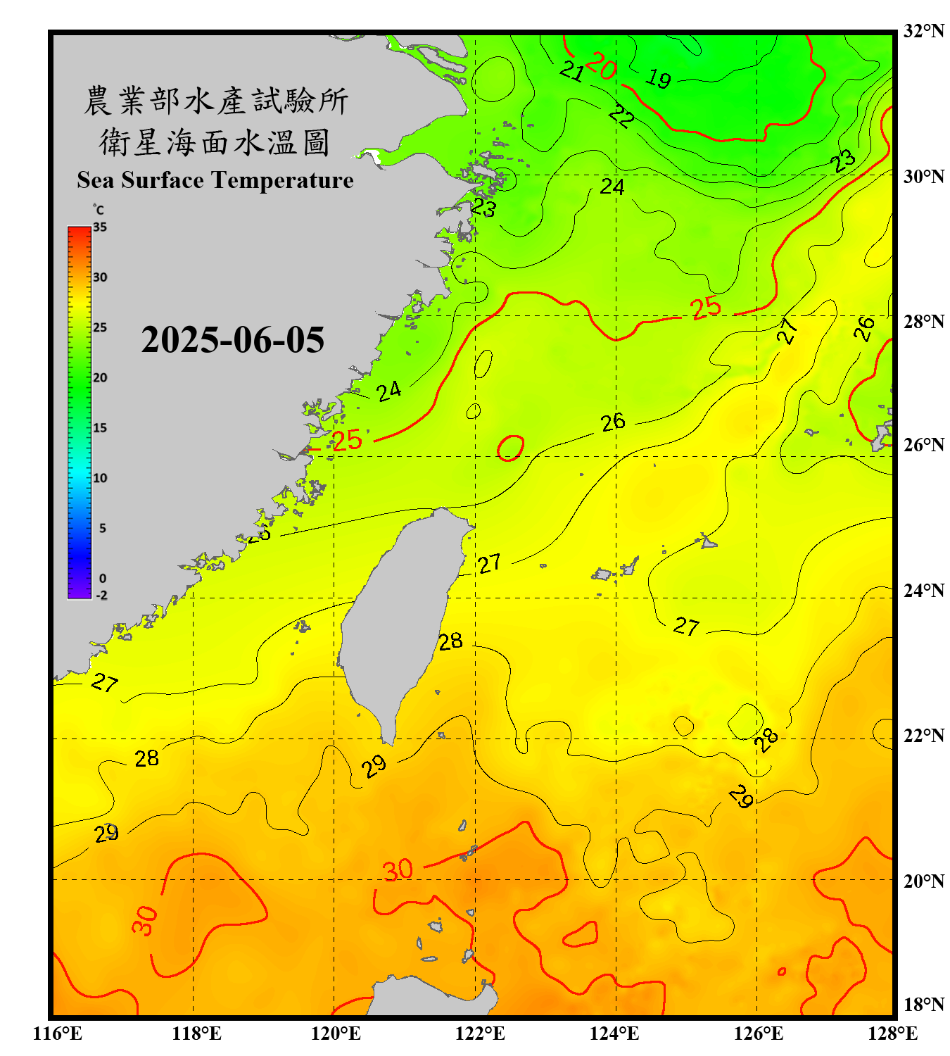 domain-taiwan_20250605090000-JPL-L4_GHRSST-SSTfnd-MUR-GLOB-v02.0-fv04.1.nc_contour
