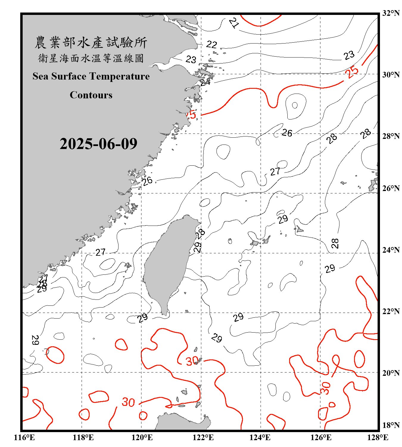 domain-taiwan_20250609090000-JPL-L4_GHRSST-SSTfnd-MUR-GLOB-v02.0-fv04.1.nc_contour_only